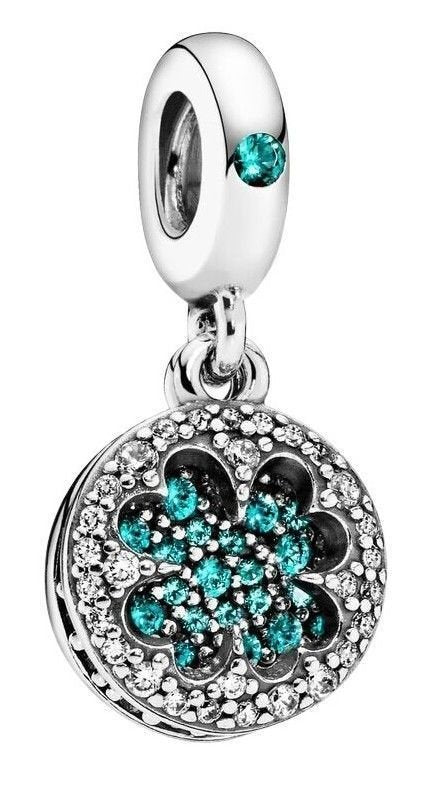 Pandora Silver Lucky Four Leaf Clover Dangle Charm Cubic Zirconia 797906NRGMX For Women - Prestige Stones