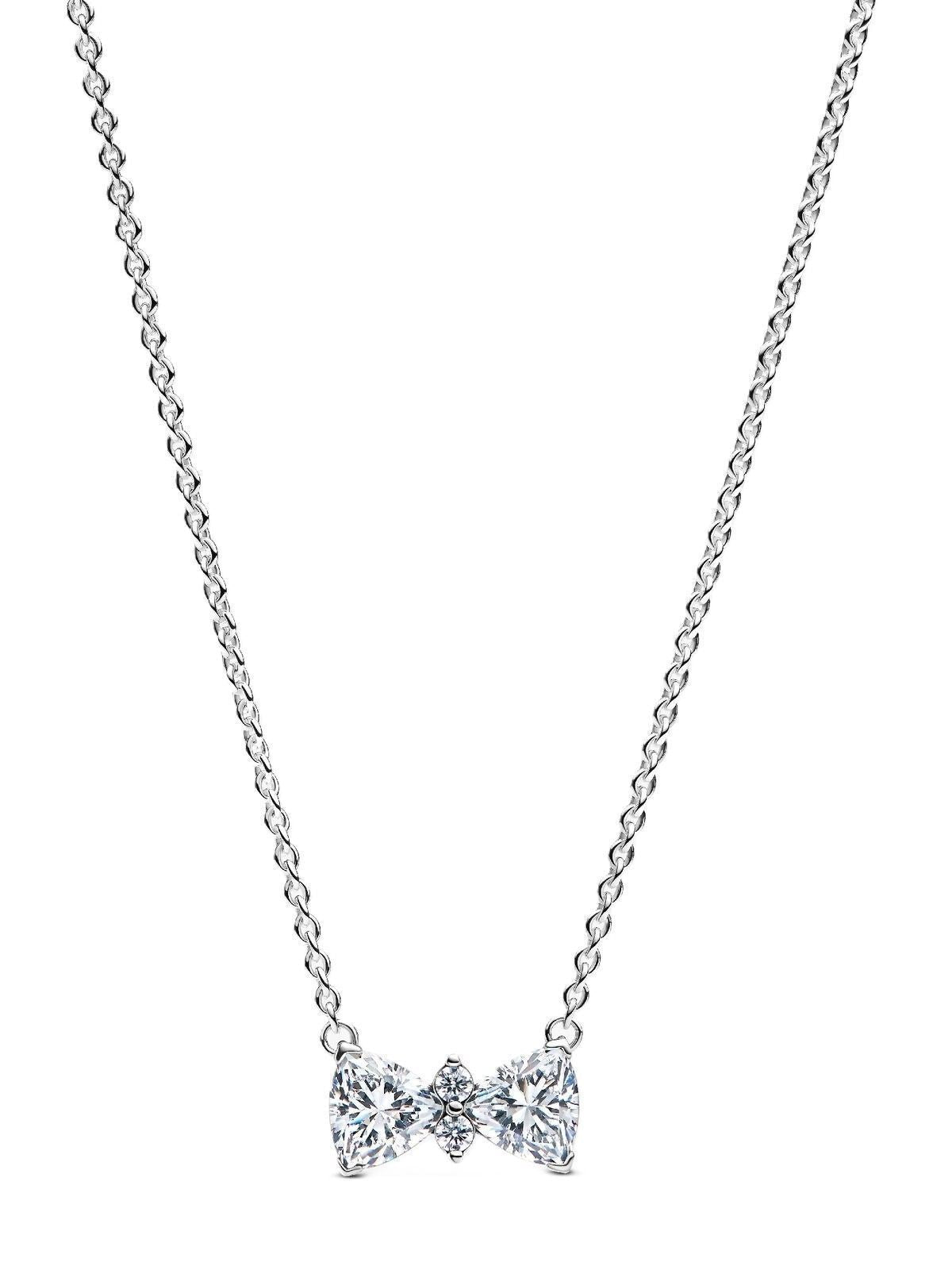 Pandora Sparkling Bow Necklace With Clear Cubic Zirconia P - 393509C01 - 45 For Women - Prestige Stones