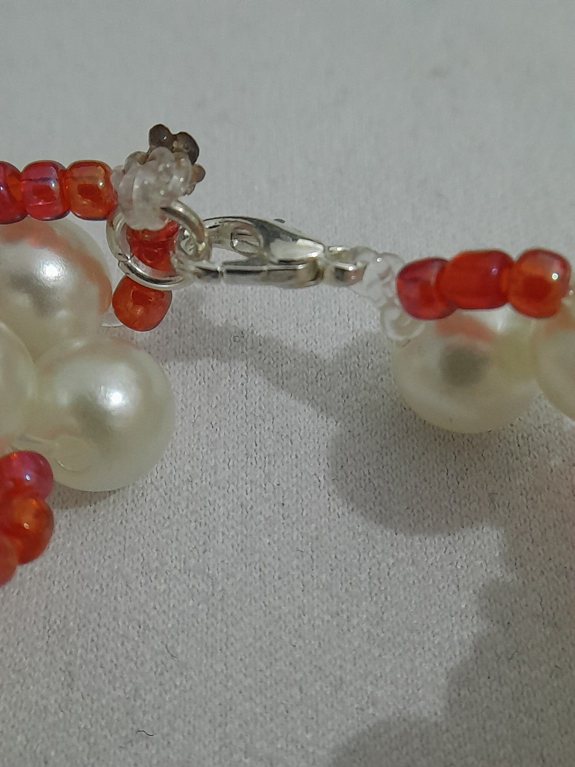 Pearl & Red Bead Twist Bracelet - Prestige Stones