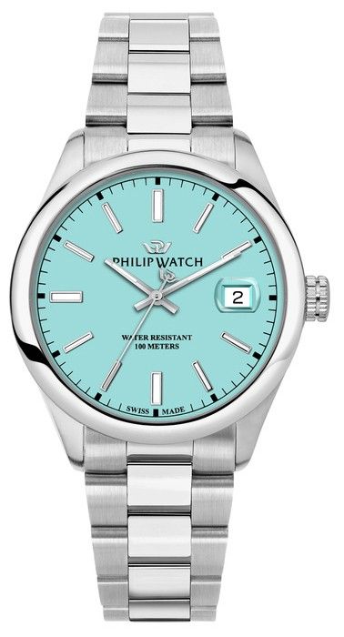 Philip Watch Swiss Made Caribe Urban Stainless Steel Turquoise Dial Quartz R8253597642 100M Men's Watch - Prestige Stones
