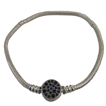 premium sterling silver snake-chain bracelet with deep blue pavé-set charm 925 silver