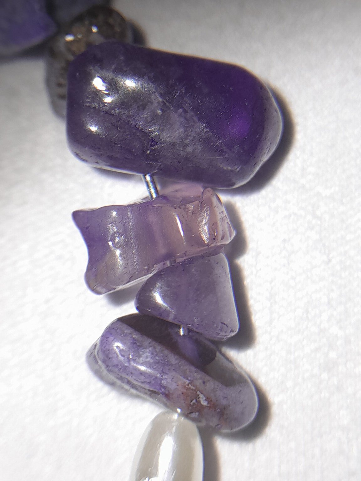 Purple Gemstone Chip &amp; Pearl Bead Bracelet - Prestige Stones