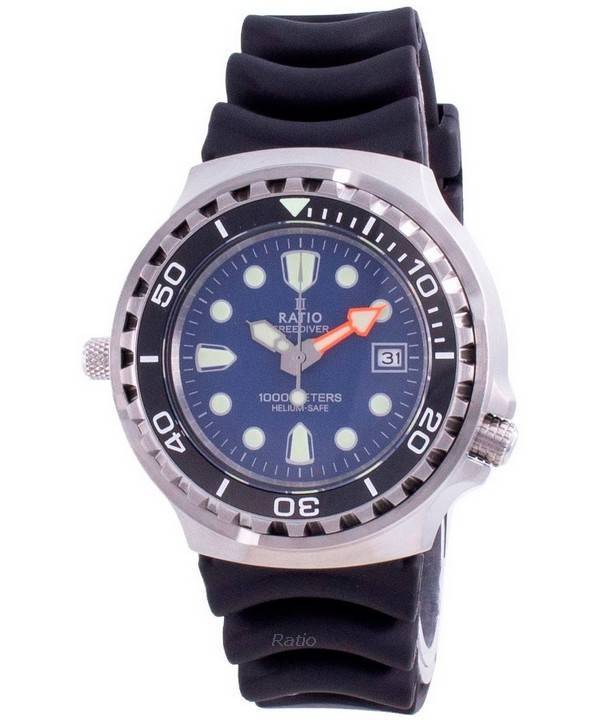 Ratio 2nd Generation Free Diver Helium - Safe Quartz 1038EF102V - BLU - V02 1000M Men's Watch - Prestige Stones