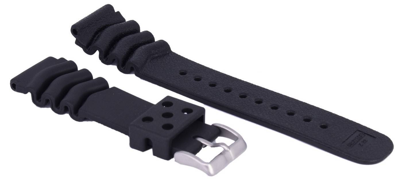 Ratio Black Rubber Watch Strap 22mm - Prestige Stones