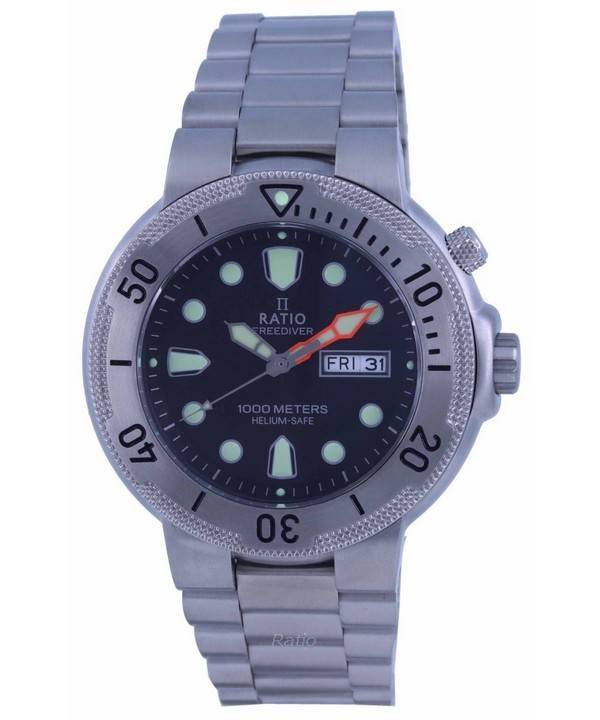 Ratio FreeDiver Black Dial Stainless Steel Quartz 1050MD93 - 02V - BLK 1000M Men's Watch - Prestige Stones