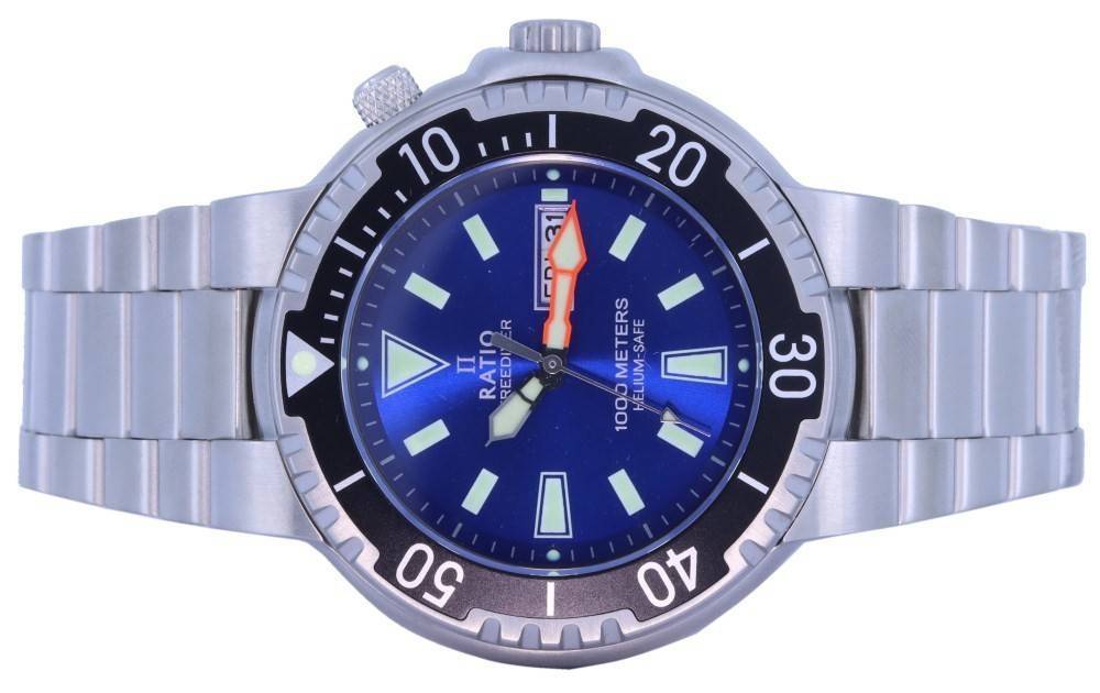 Ratio FreeDiver Blue Dial Stainless Steel Quartz 1050HA93 - 12V - BLU 1000M Men's Watch - Prestige Stones