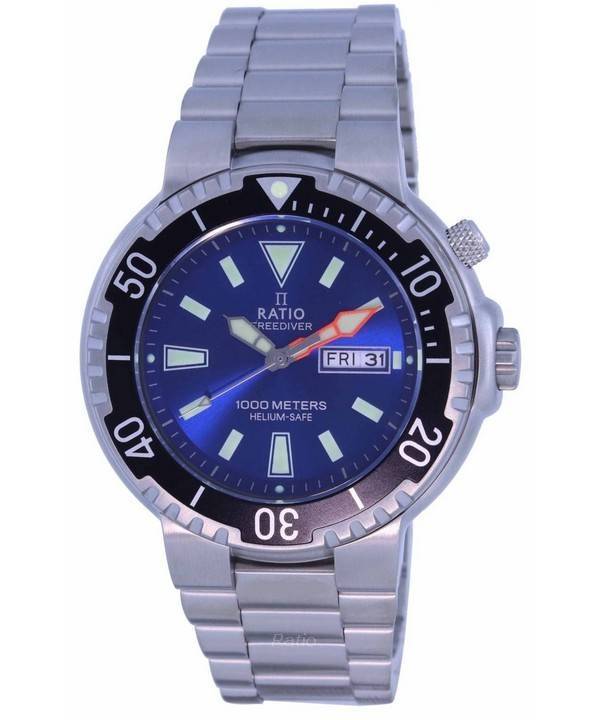Ratio FreeDiver Blue Dial Stainless Steel Quartz 1050HA93 - 12V - BLU 1000M Men's Watch - Prestige Stones