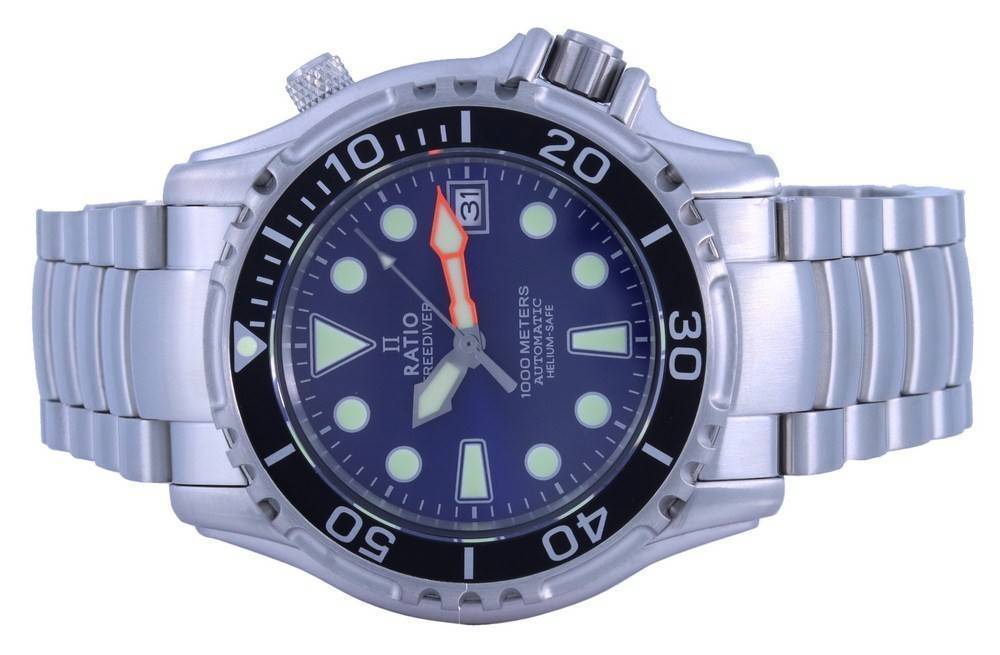 Ratio FreeDiver Helium Safe 1000M Blue Dial Stainless Steel Automatic 1066KE26 - 33VA - BLU Men's Watch - Prestige Stones