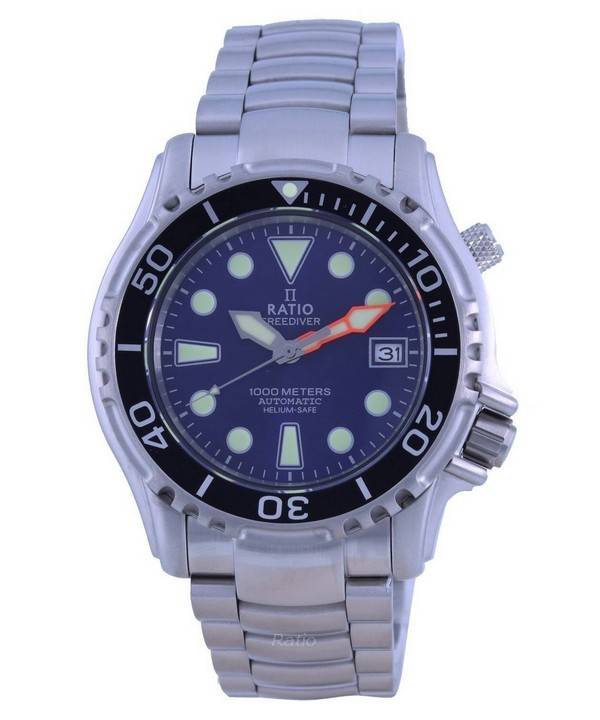 Ratio FreeDiver Helium Safe 1000M Blue Dial Stainless Steel Automatic 1066KE26 - 33VA - BLU Men's Watch - Prestige Stones