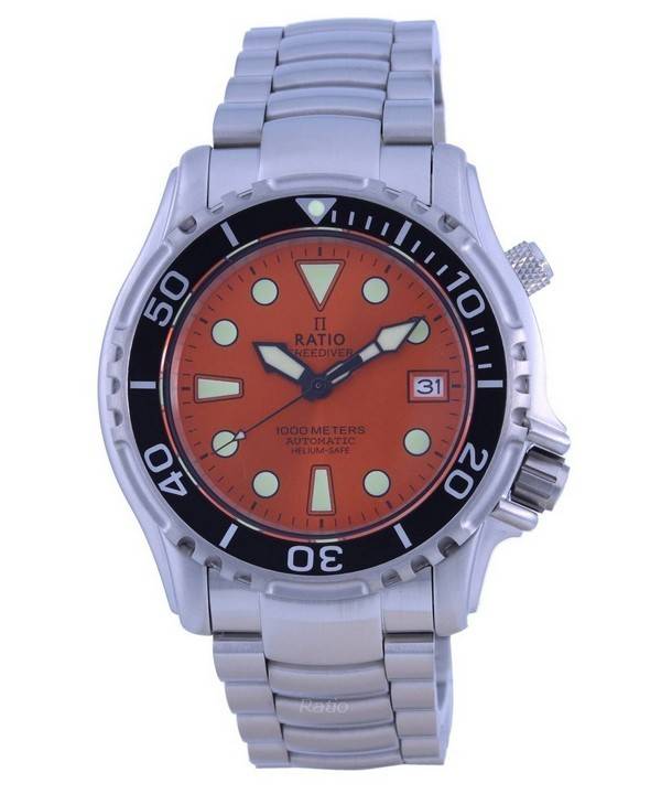 Ratio FreeDiver Helium Safe 1000M Orange Dial Stainless Steel Automatic 1066KE26 - 33VA - ORG Men's Watch - Prestige Stones