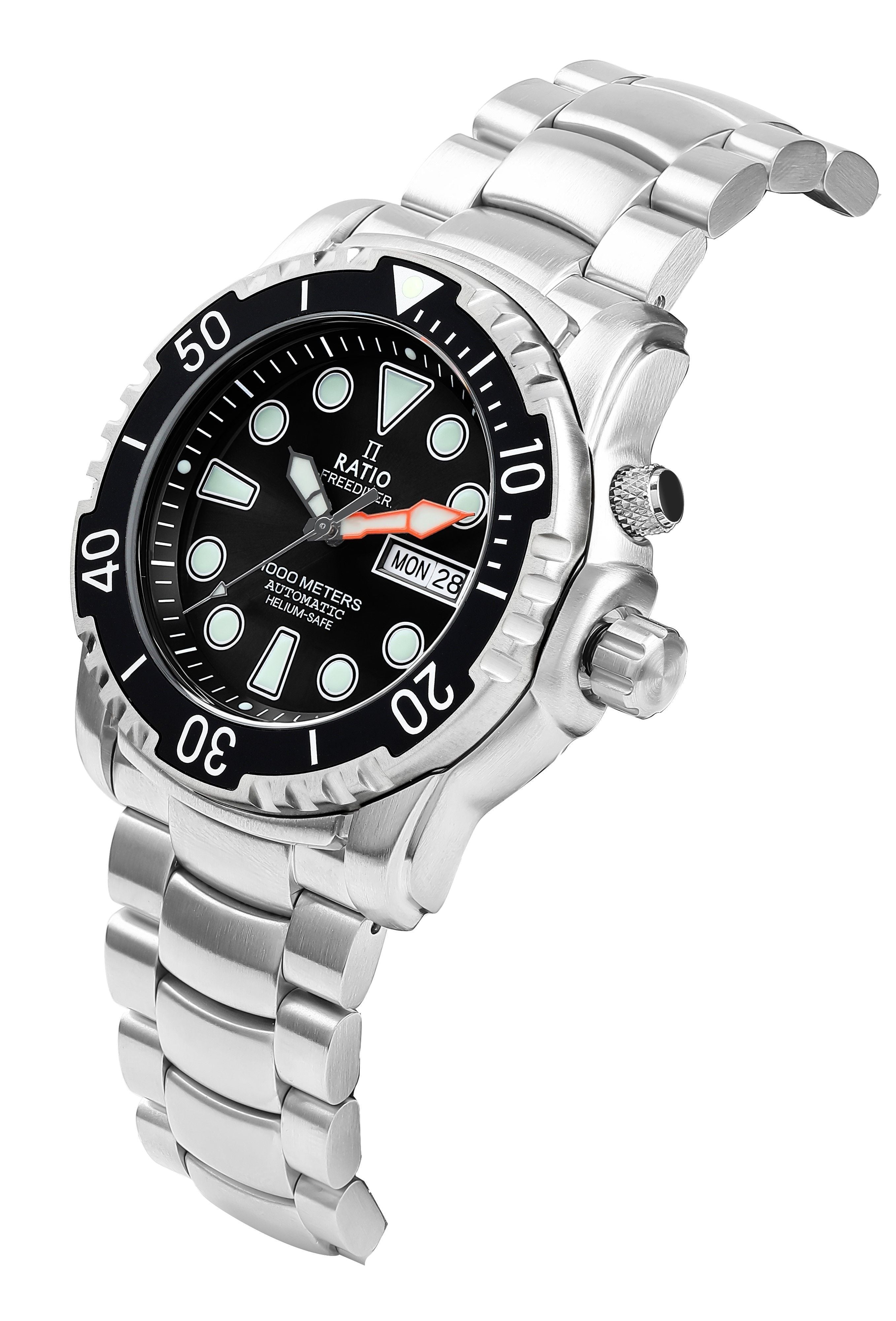 Ratio FreeDiver Helium - Safe 1000M Sapphire Automatic 1068HA96 - 34VA - BLK Men's Watch - Prestige Stones