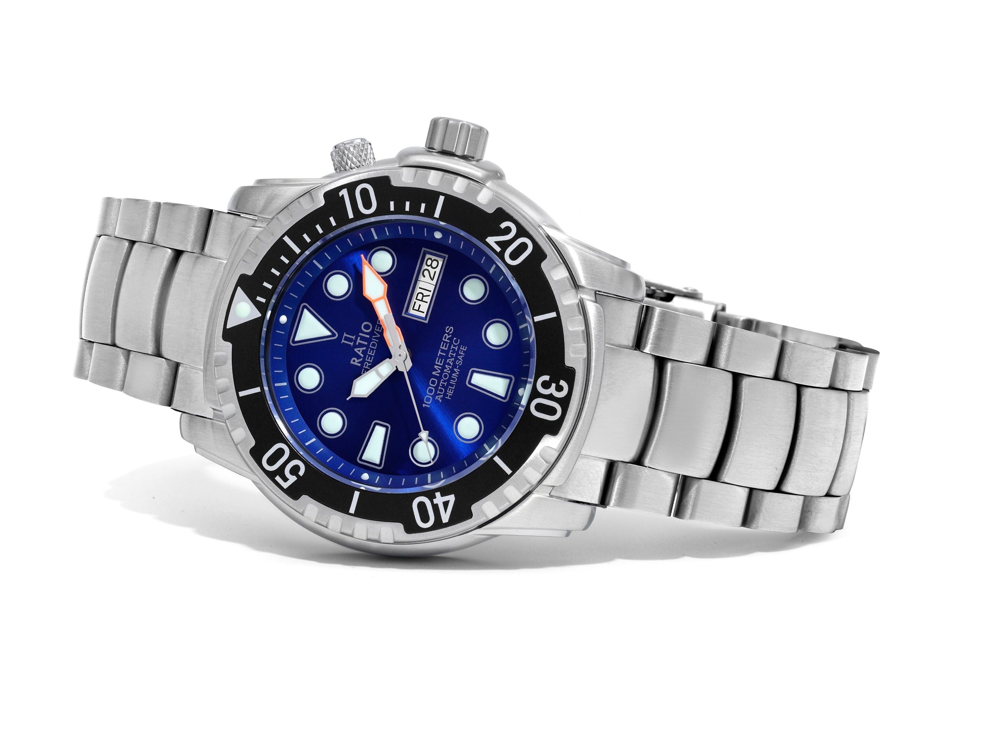 Ratio FreeDiver Helium - Safe 1000M Sapphire Automatic 1068HA96 - 34VA - BLU Men's Watch - Prestige Stones