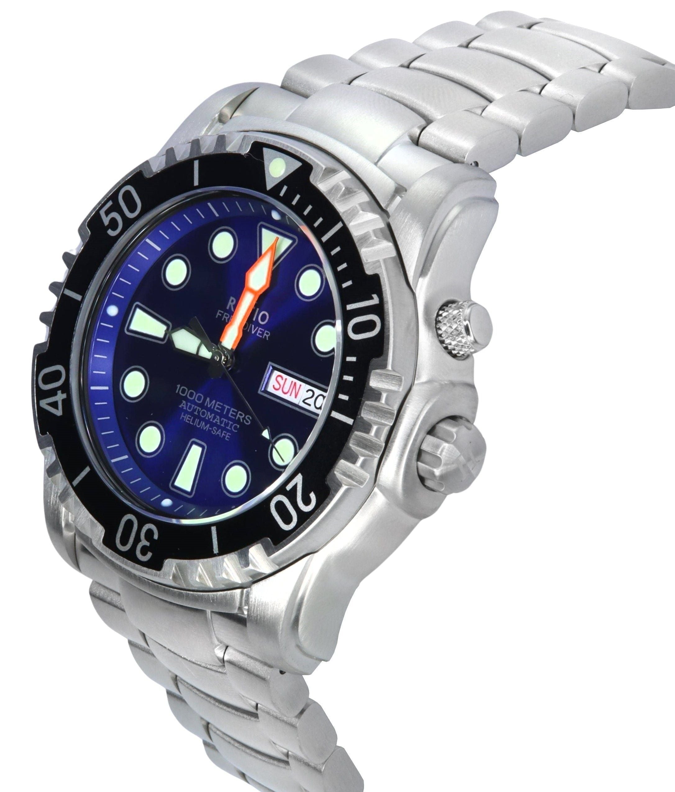 Ratio FreeDiver Helium - Safe 1000M Sapphire Automatic 1068HA96 - 34VA - BLU Men's Watch - Prestige Stones