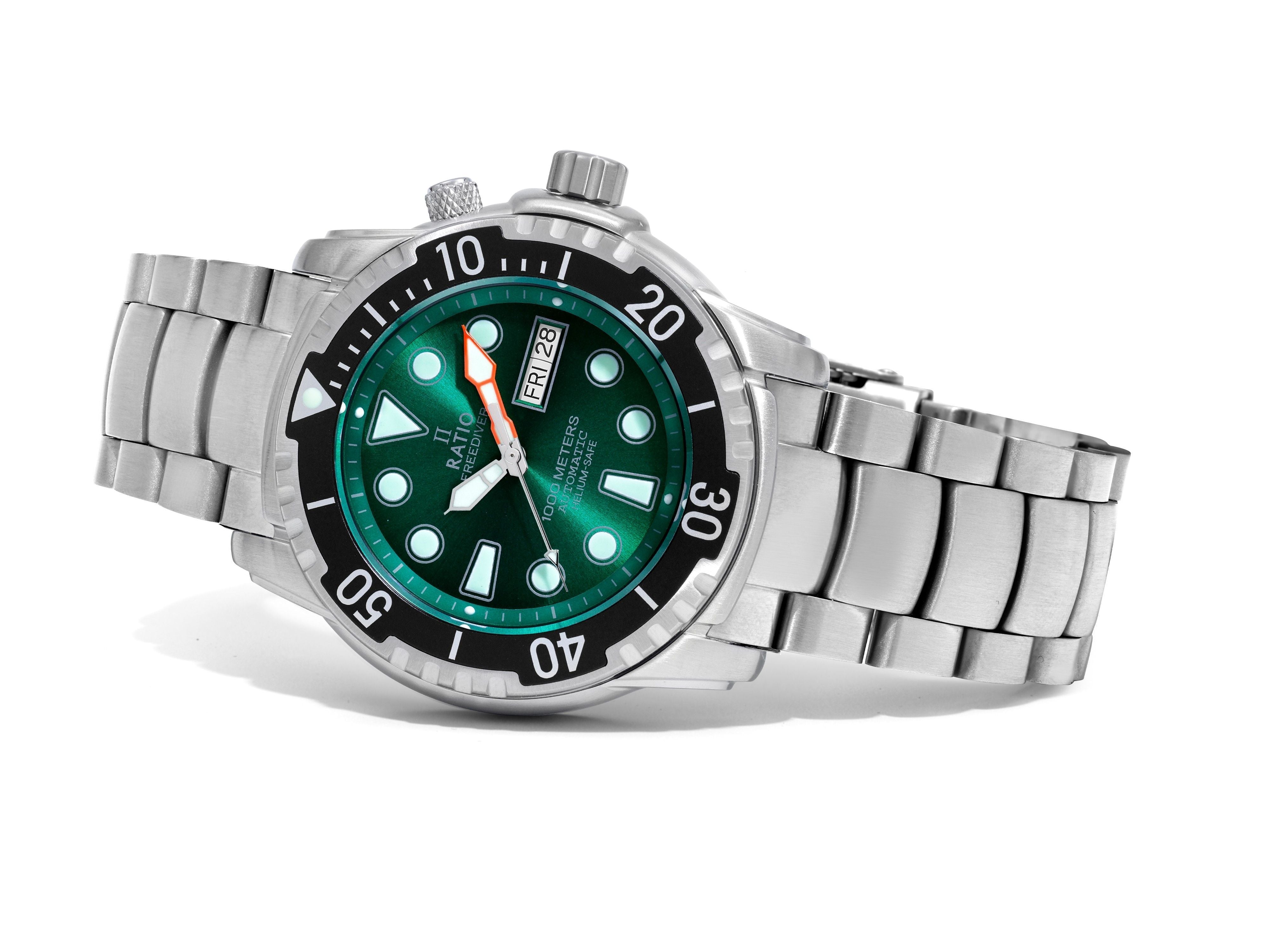 Ratio FreeDiver Helium - Safe 1000M Sapphire Automatic 1068HA96 - 34VA - GRN Men's Watch - Prestige Stones