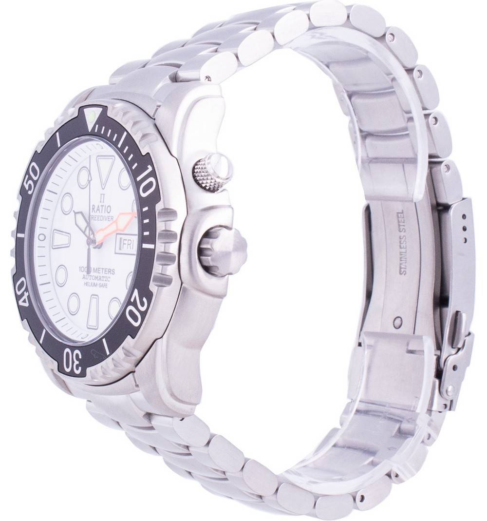 Ratio FreeDiver Helium - Safe 1000M Sapphire Automatic 1068HA96 - 34VA - WHT Men's Watch - Prestige Stones