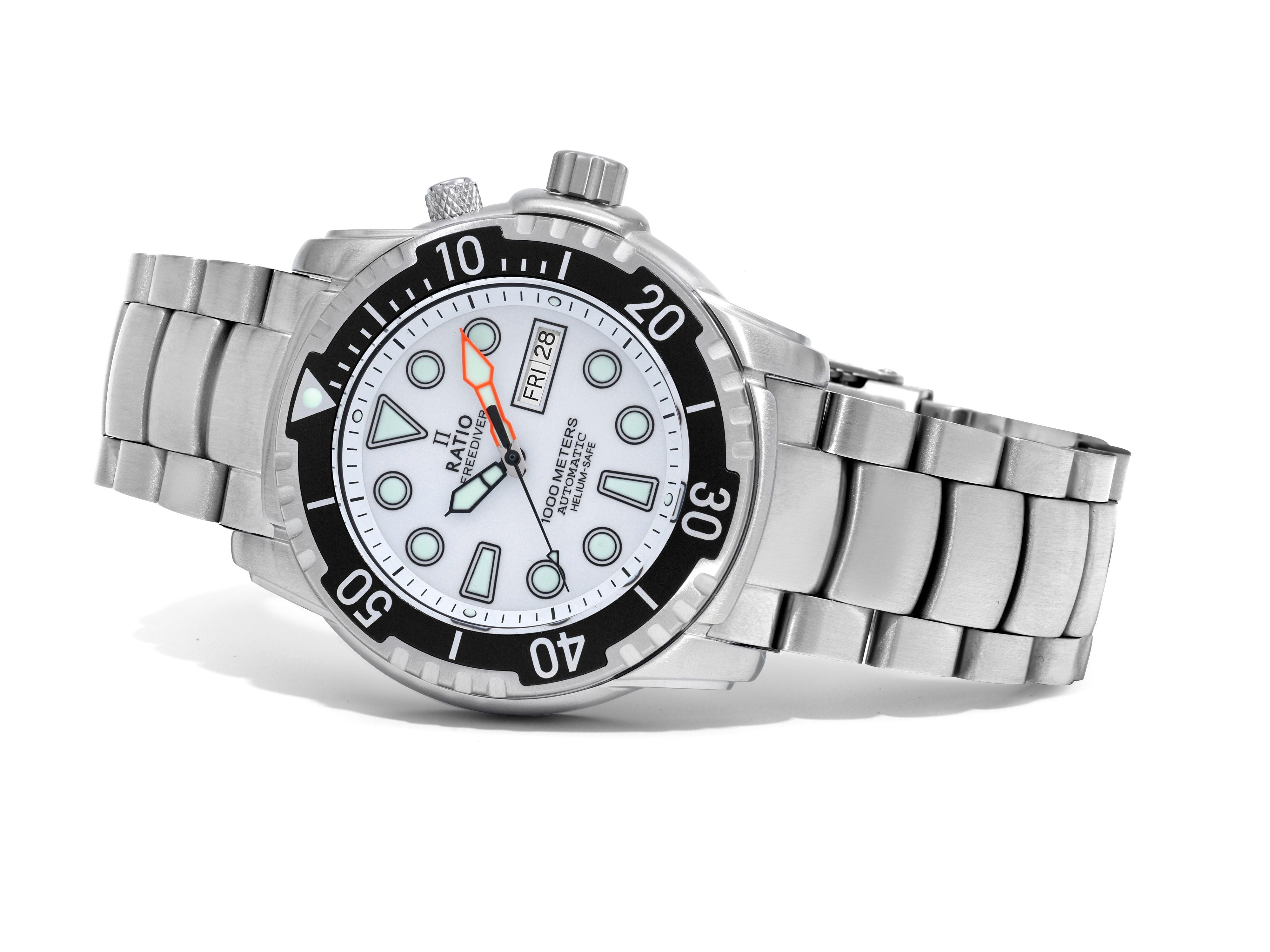 Ratio FreeDiver Helium - Safe 1000M Sapphire Automatic 1068HA96 - 34VA - WHT Men's Watch - Prestige Stones