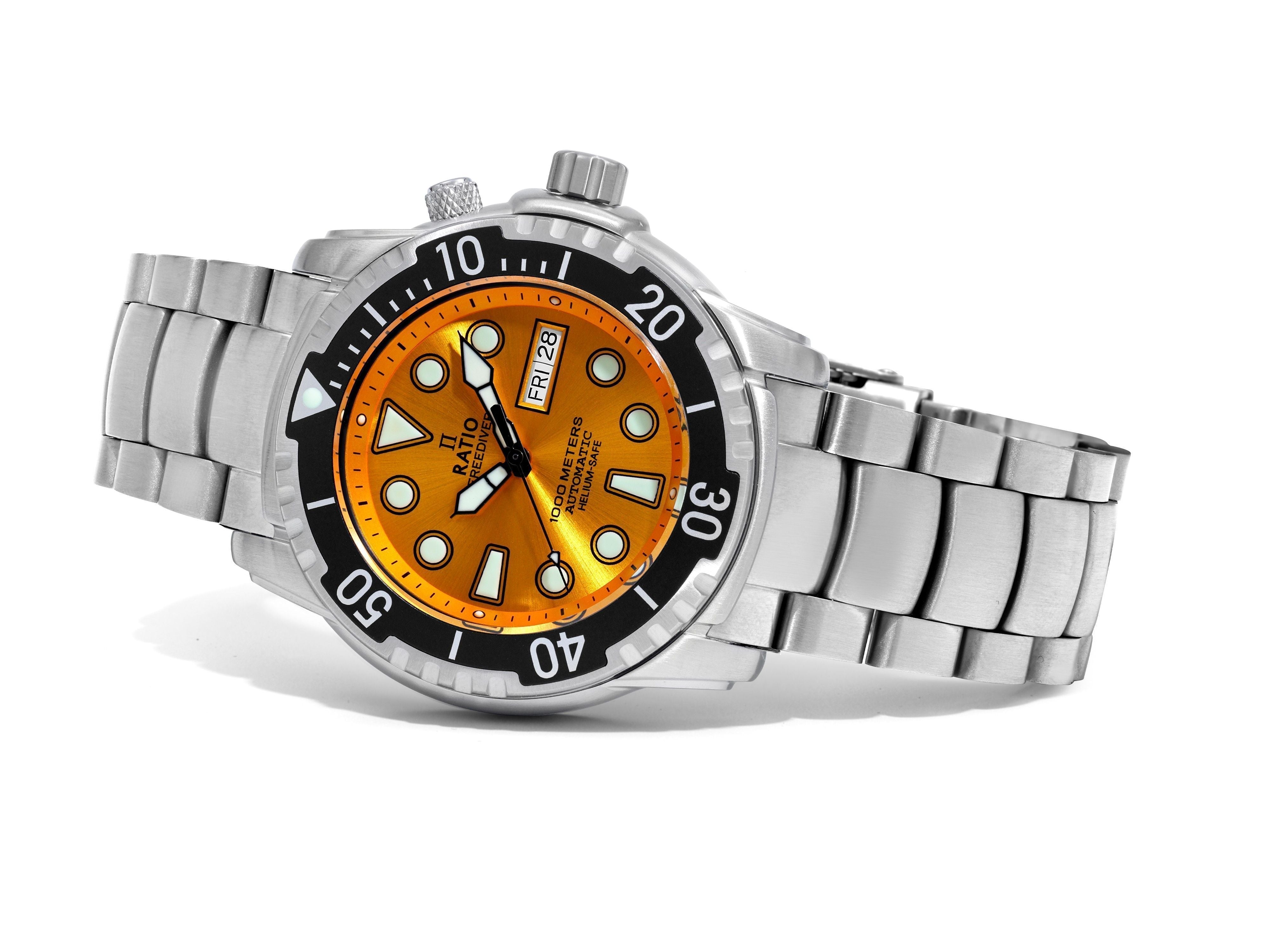 Ratio FreeDiver Helium - Safe 1000M Sapphire Automatic 1068HA96 - 34VA - YLW Men's Watch - Prestige Stones