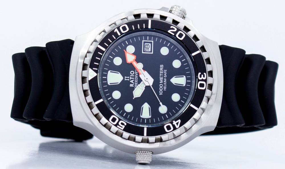 Ratio FreeDiver Helium Safe 1000M Sapphire Quartz 1038EF102V Men's Watch - Prestige Stones