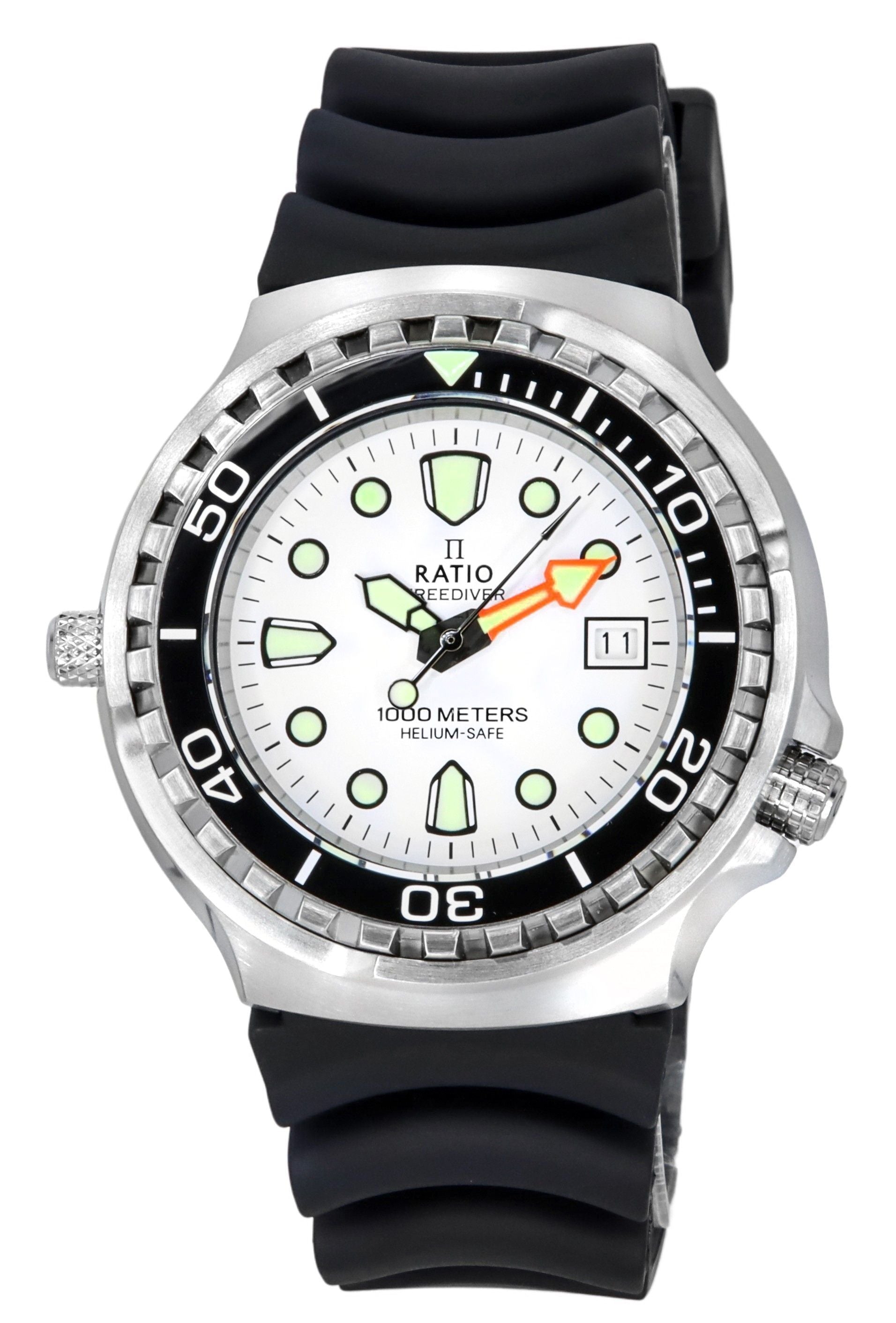 Ratio FreeDiver Helium Safe Sapphire Quartz White Dial 1038EF102V - WHT 1000M Men's Watch - Prestige Stones