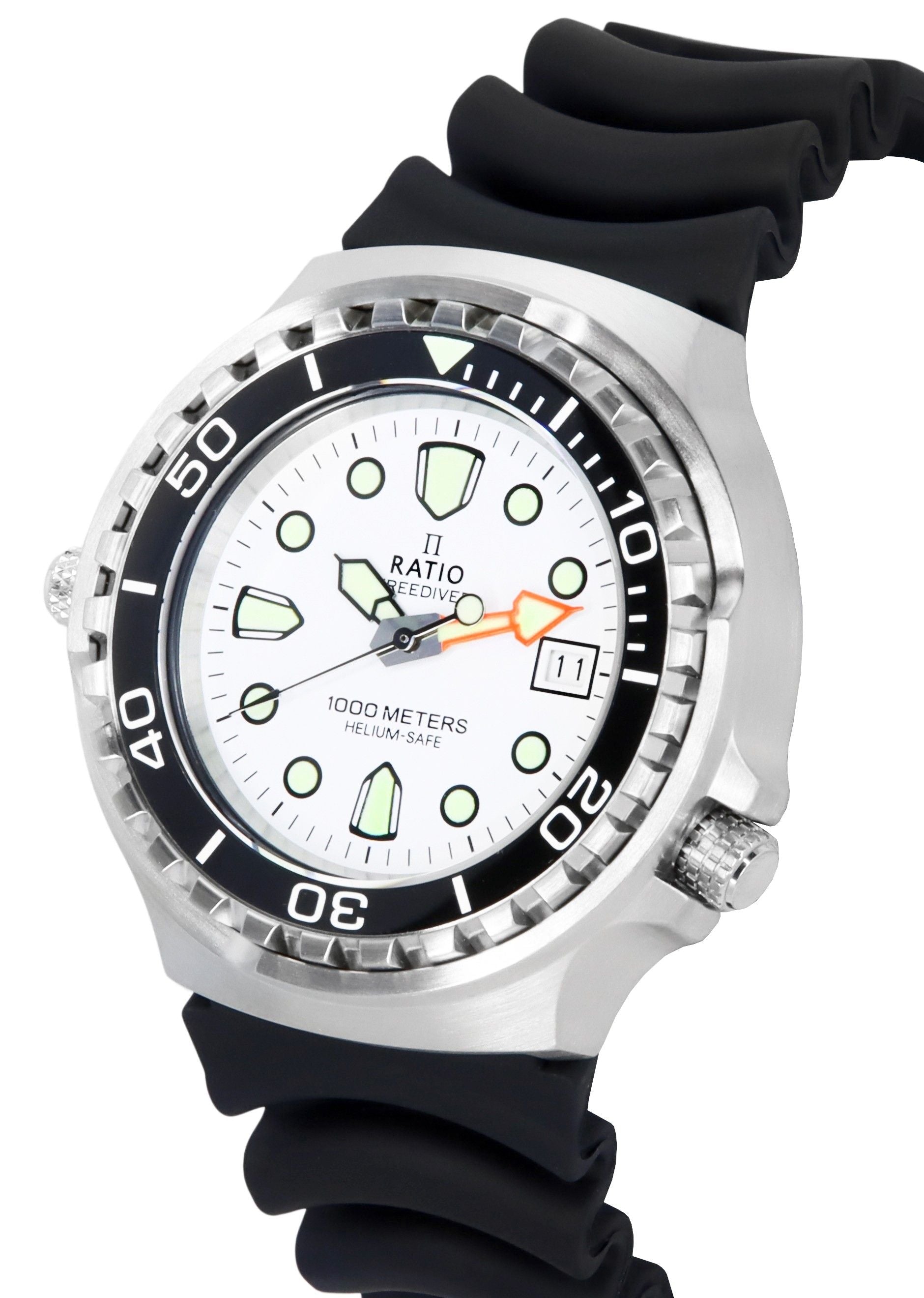 Ratio FreeDiver Helium Safe Sapphire Quartz White Dial 1038EF102V - WHT 1000M Men's Watch - Prestige Stones
