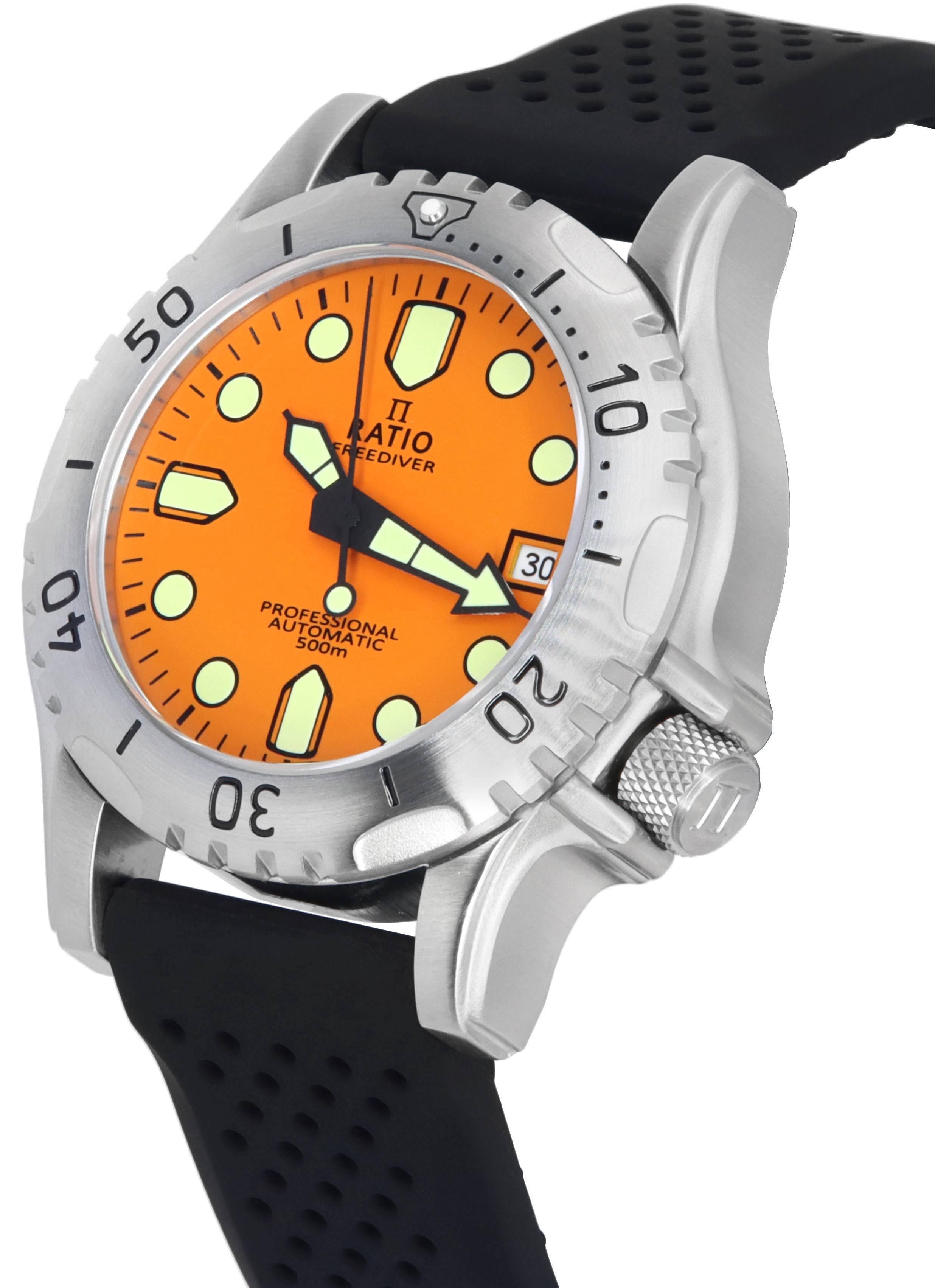 Ratio FreeDiver Professional Sapphire Orange Dial Automatic RTF017 500M Men's Watch - Prestige Stones