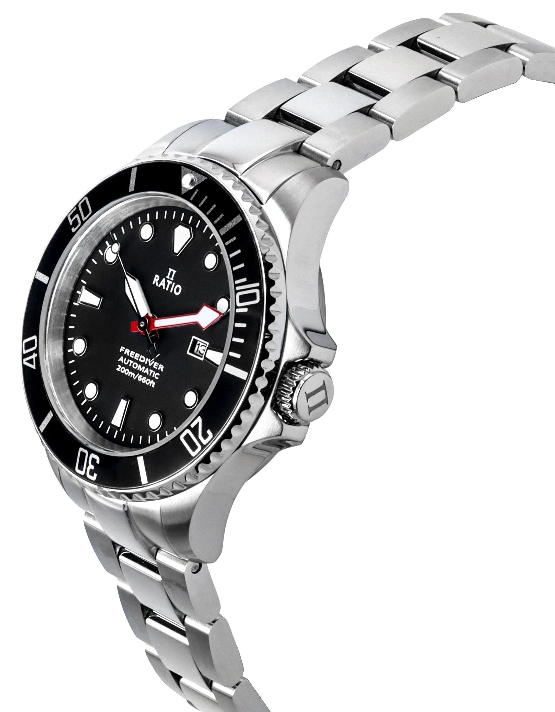 Ratio FreeDiver Sapphire Stainless Steel Black Dial Automatic RTFL831 200M Women's Watch - Prestige Stones