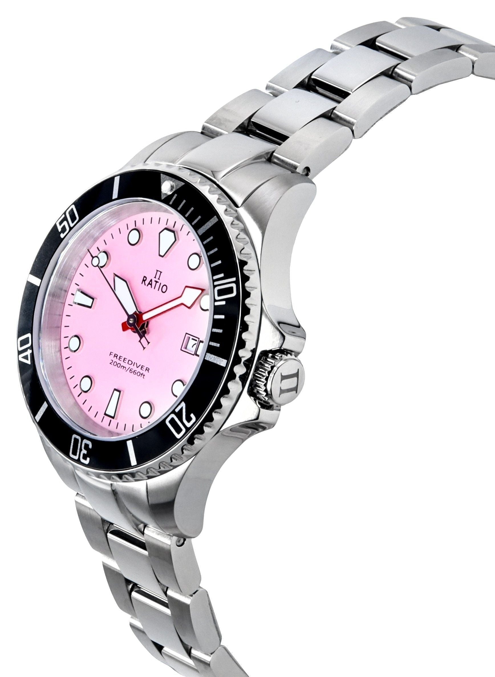 Ratio FreeDiver Sapphire Stainless Steel Candy Pink Dial Quartz RTFL809 200M Women's Watch - Prestige Stones
