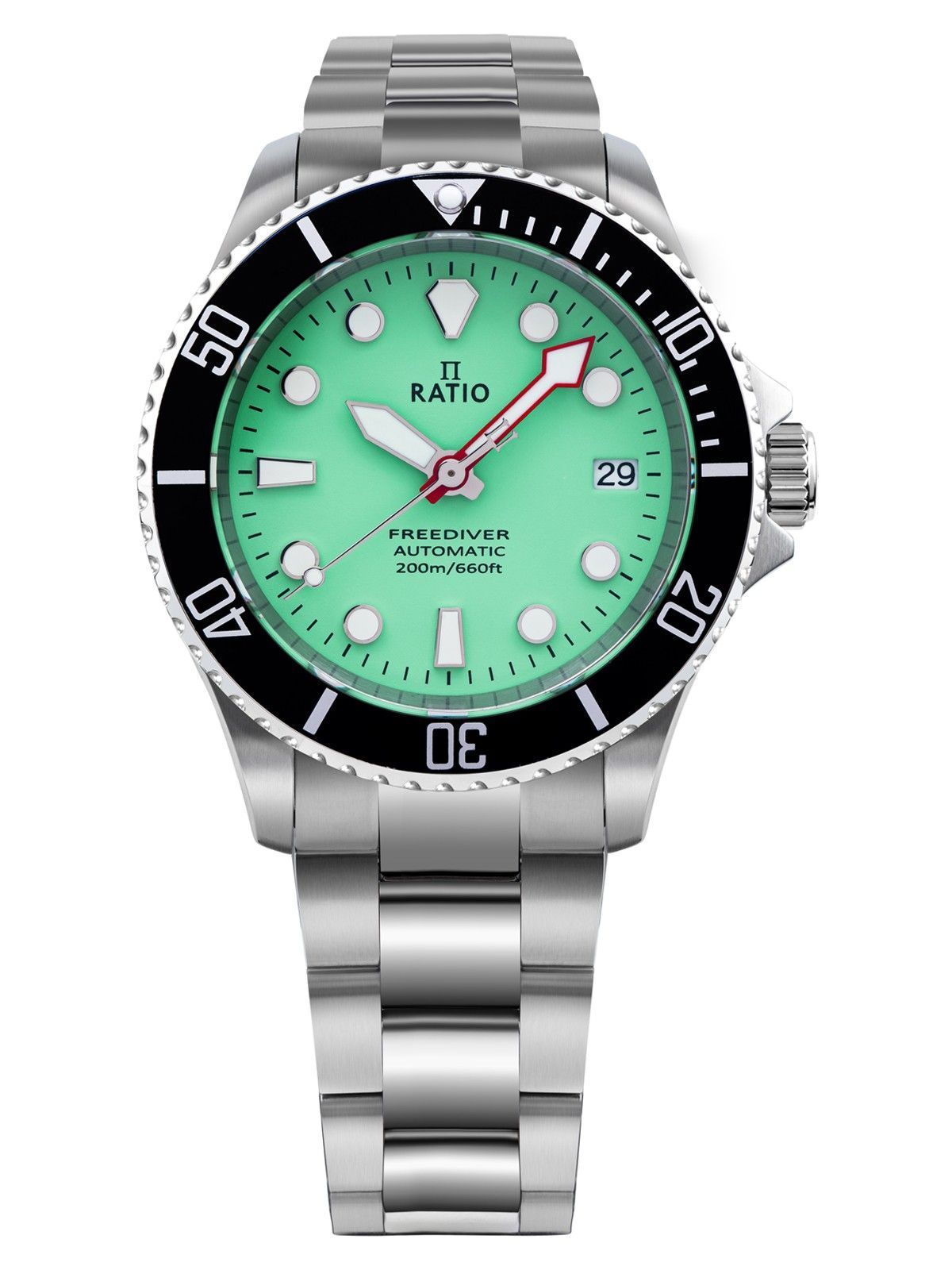 Ratio FreeDiver Sapphire Stainless Steel Green Dial Automatic RTF049 200M Men's Watch - Prestige Stones