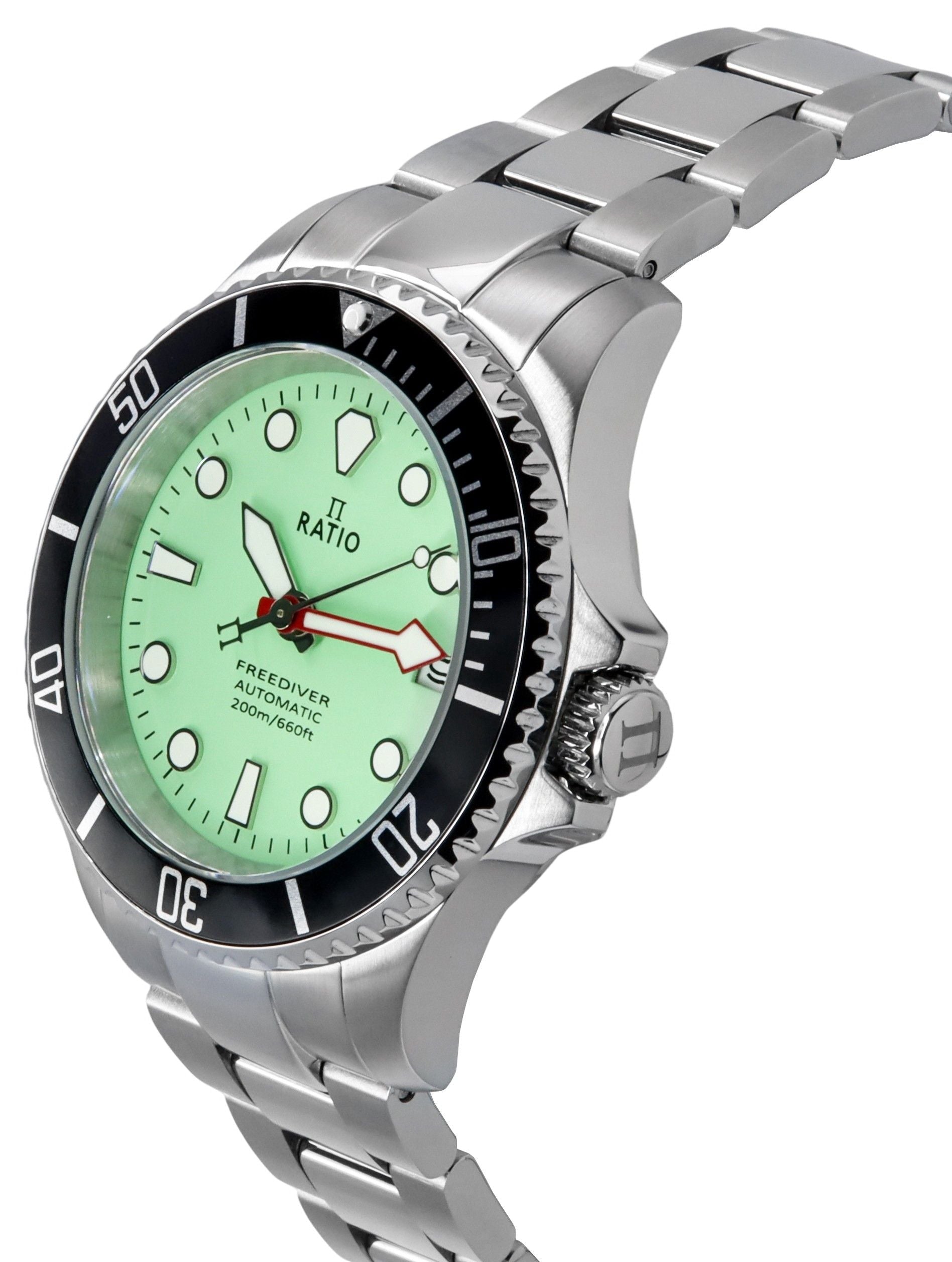 Ratio FreeDiver Sapphire Stainless Steel Green Dial Automatic RTF049 200M Men's Watch - Prestige Stones