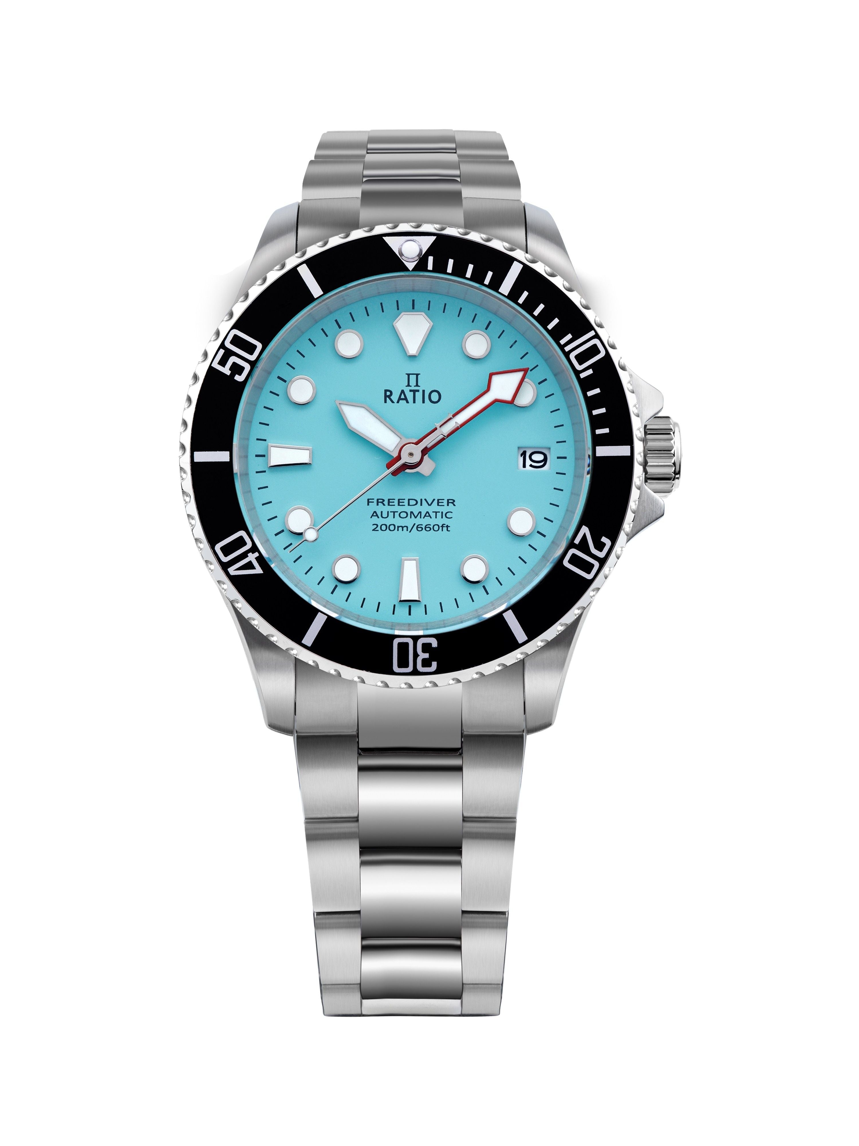 Ratio FreeDiver Sapphire Stainless Steel Ice Blue Dial Automatic RTF042 200M Men's Watch - Prestige Stones