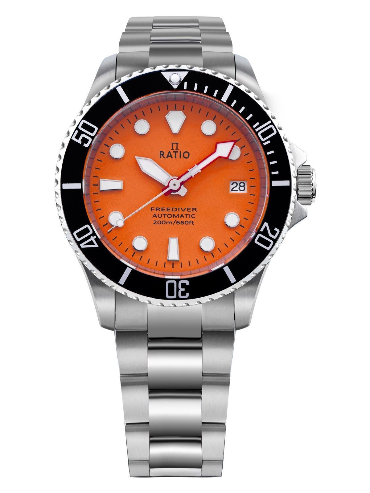 Ratio FreeDiver Sapphire Stainless Steel Orange Dial Automatic RTF045 200M Men's Watch - Prestige Stones