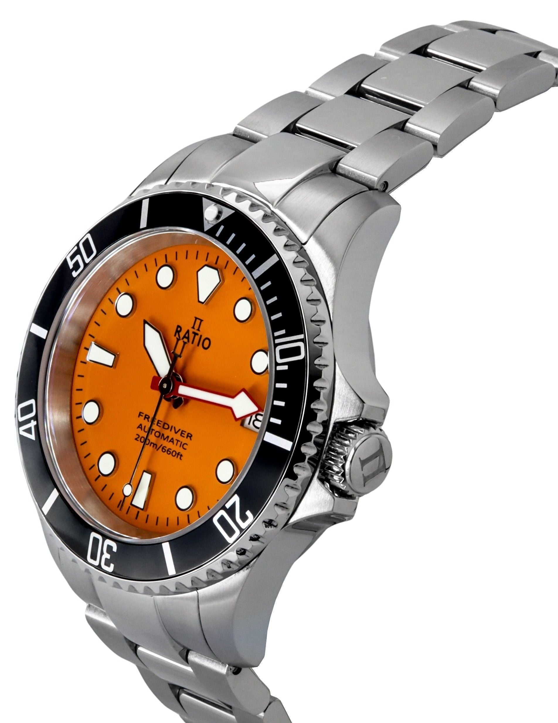 Ratio FreeDiver Sapphire Stainless Steel Orange Dial Automatic RTF045 200M Men's Watch - Prestige Stones