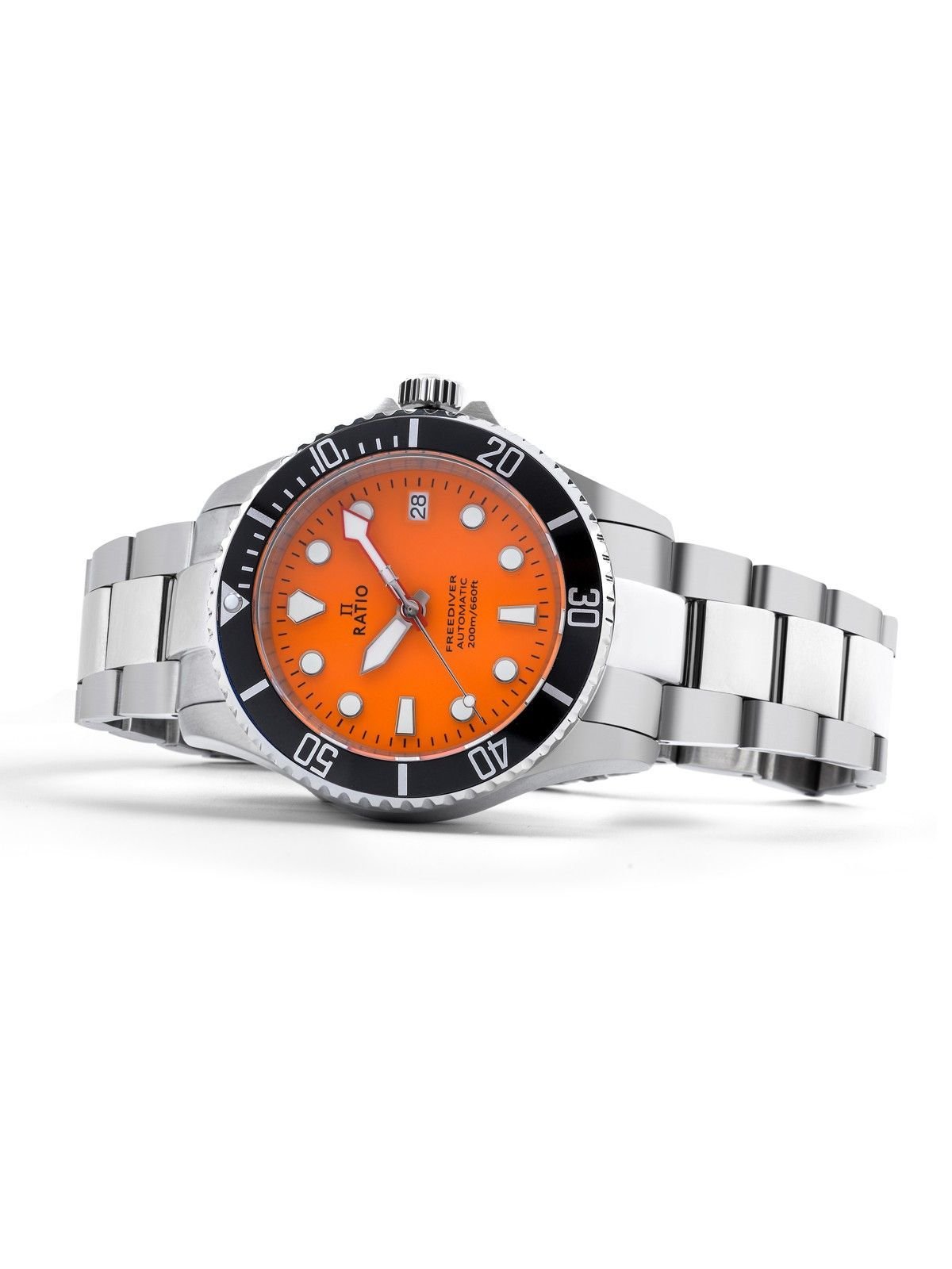 Ratio FreeDiver Sapphire Stainless Steel Orange Dial Automatic RTF045 200M Men's Watch - Prestige Stones