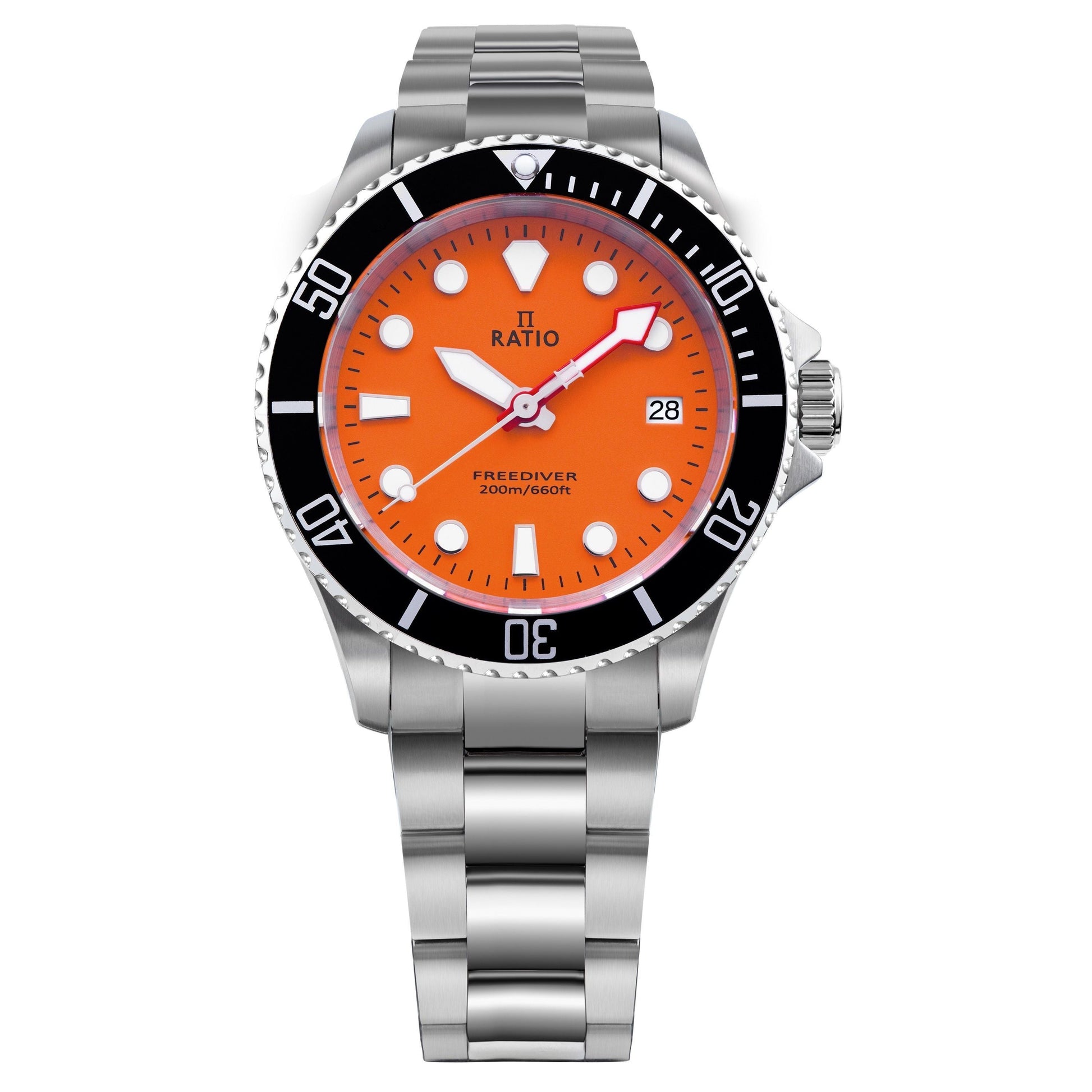 Ratio FreeDiver Sapphire Stainless Steel Orange Dial Quartz RTF035 200M Men's Watch - Prestige Stones