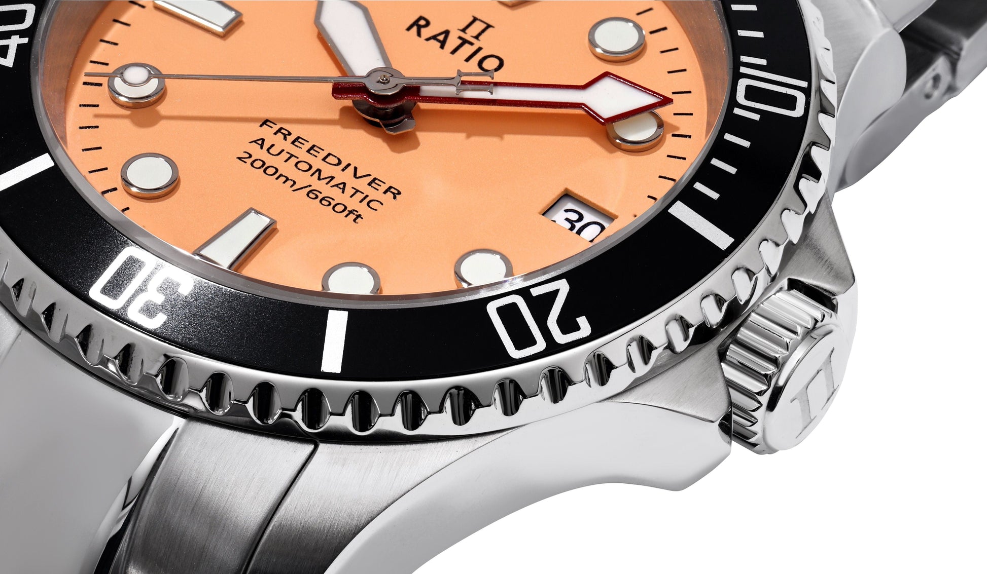 Ratio FreeDiver Sapphire Stainless Steel Salmon Dial Automatic RTF046 200M Men's Watch - Prestige Stones