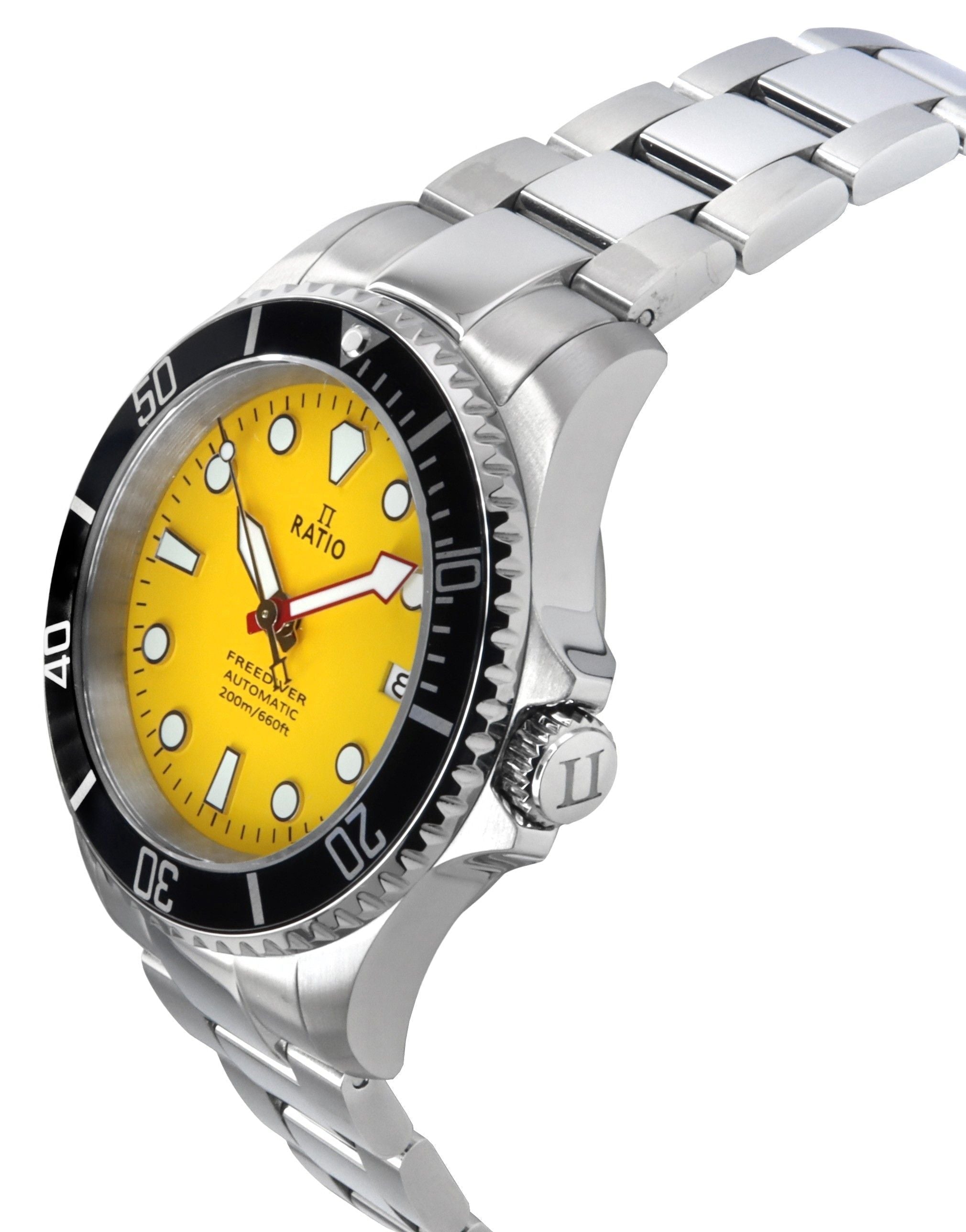 Ratio FreeDiver Sapphire Stainless Steel Yellow Dial Automatic RTF044 200M Men's Watch - Prestige Stones