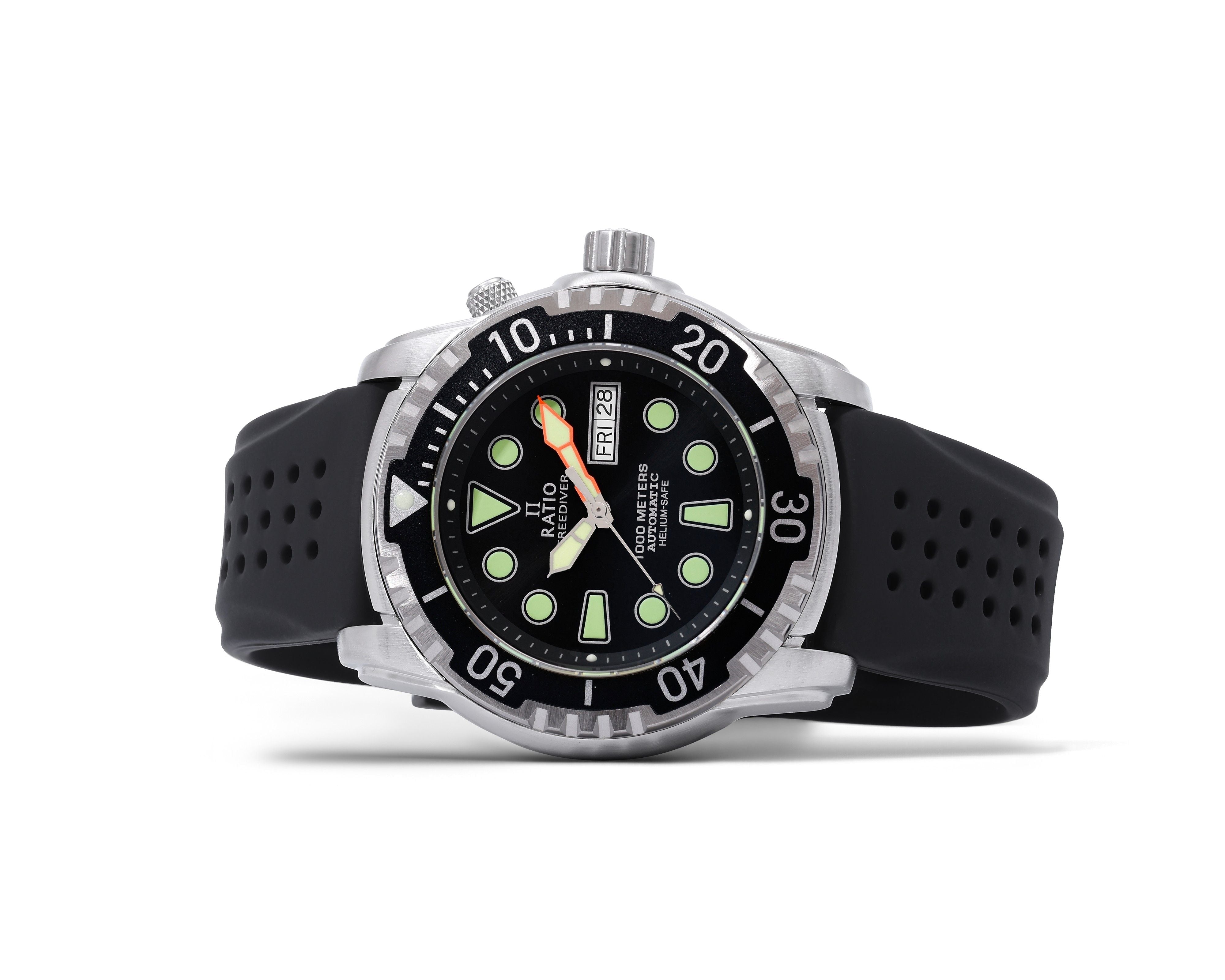 Ratio FreeDiver Version 02 Helium Safe 1000M Sapphire Automatic Black Dial 1068HA90 - 34VA - BLK - V02 Men's Watch - Prestige Stones