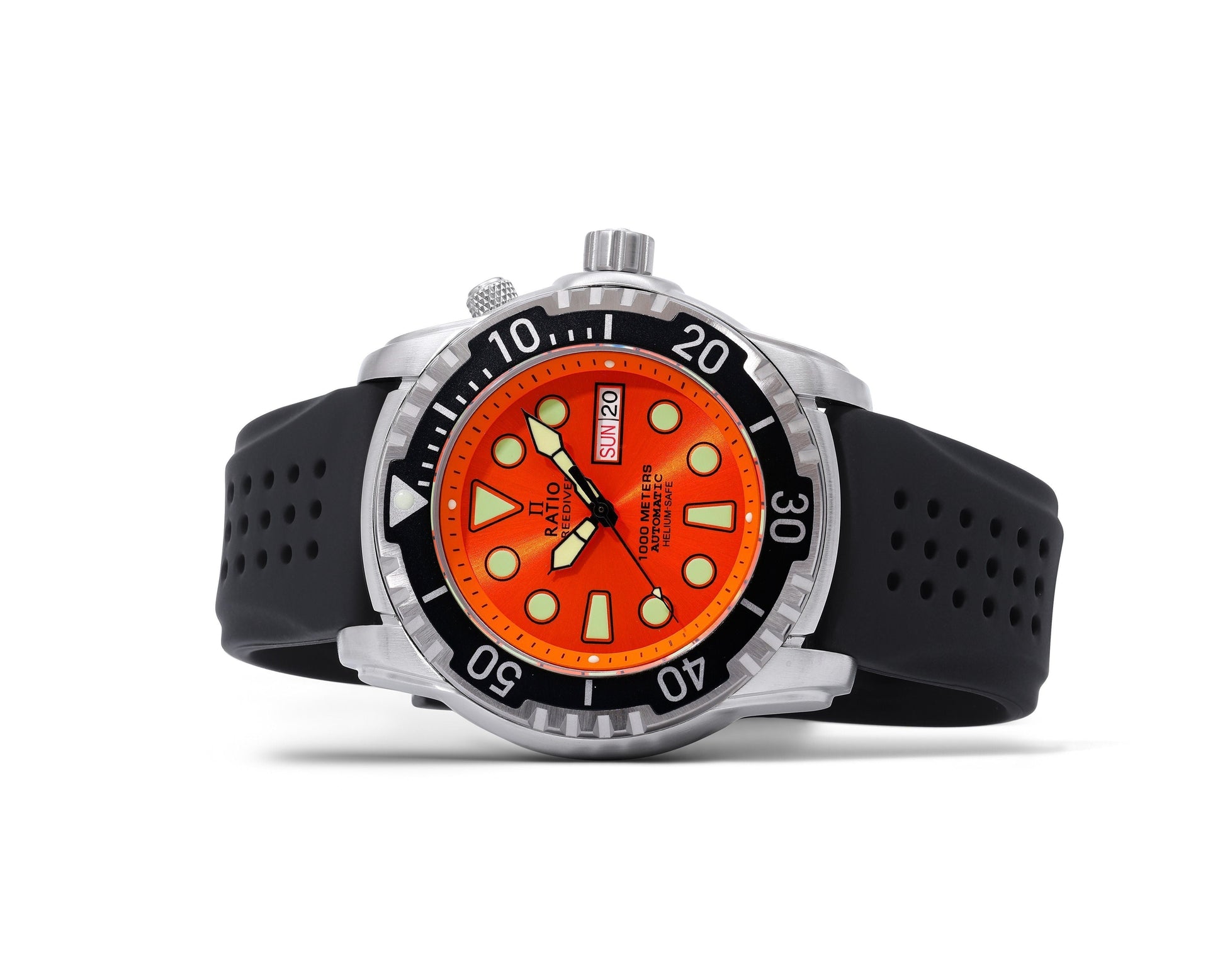 Ratio FreeDiver Version 02 Helium Safe 1000M Sapphire Automatic Orange Dial 1068HA90 - 34VA - ORG - V02 Men's Watch - Prestige Stones