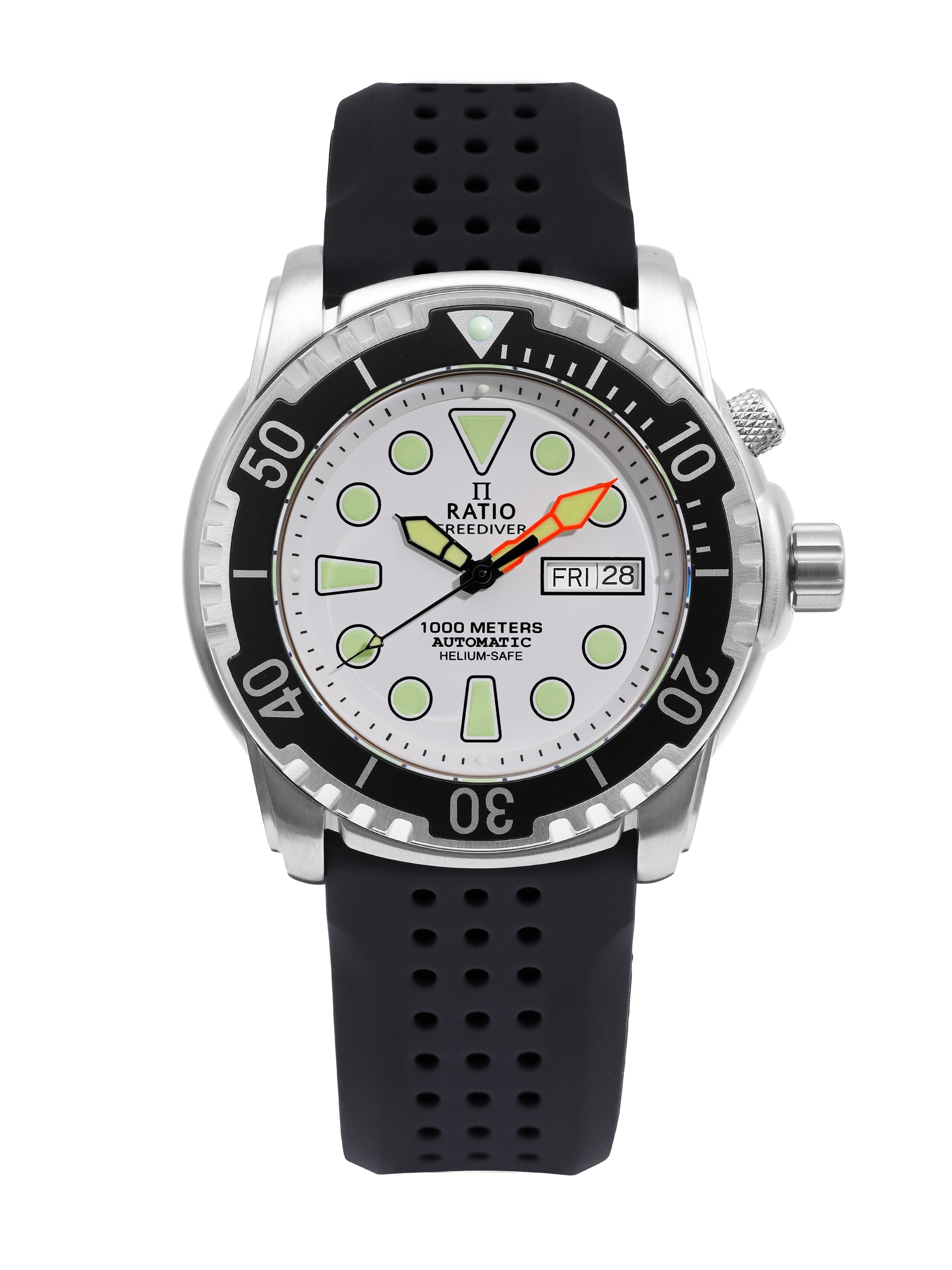 Ratio FreeDiver Version 02 Helium Safe 1000M Sapphire Automatic White Dial 1068HA90 - 34VA - WHT - V02 Men's Watch - Prestige Stones