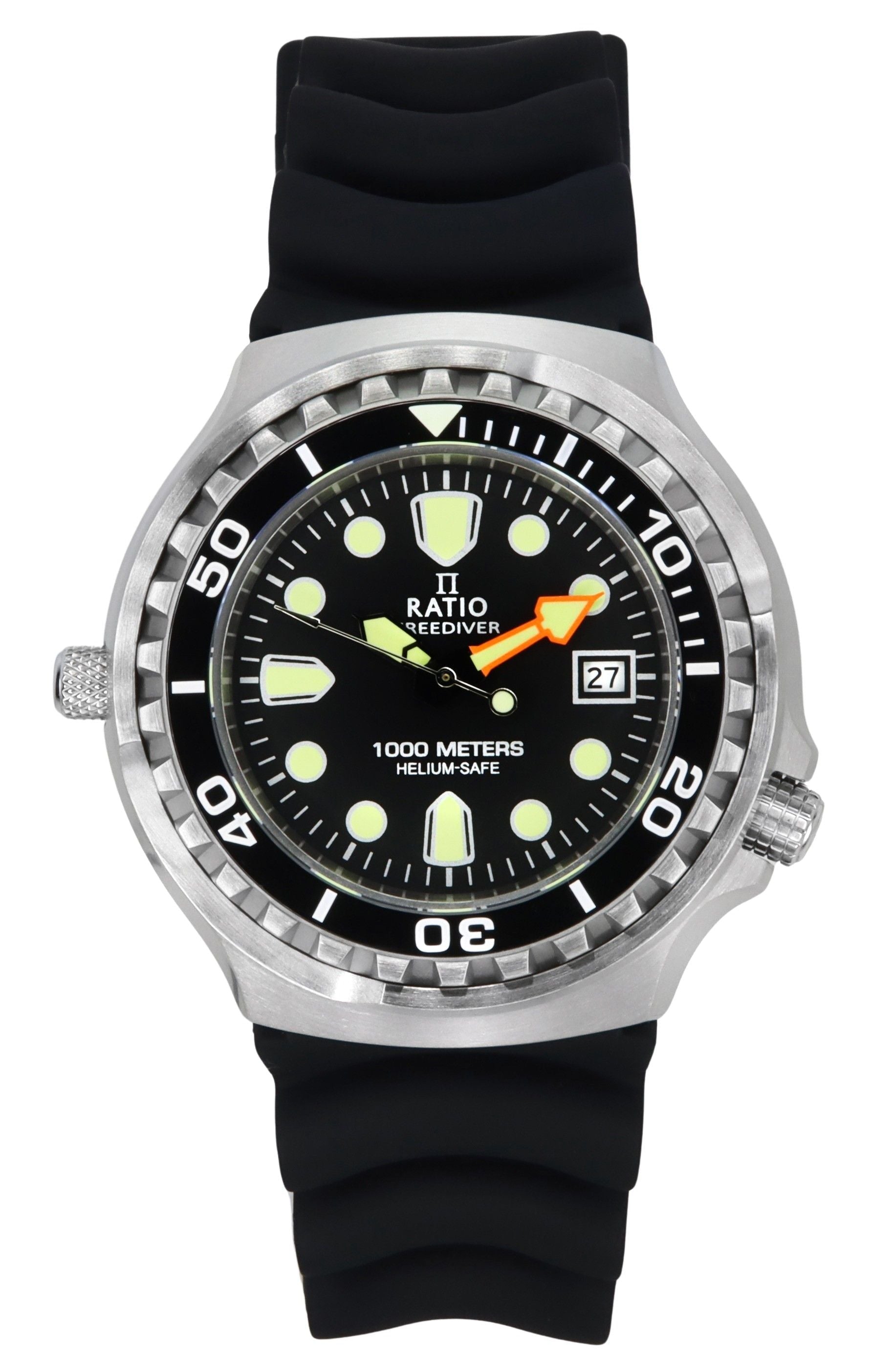 Ratio FreeDiver Version 02 Helium Safe 1000M Sapphire Quartz Black Dial 1038EF102V - BLK - V02 Men's Watch - Prestige Stones