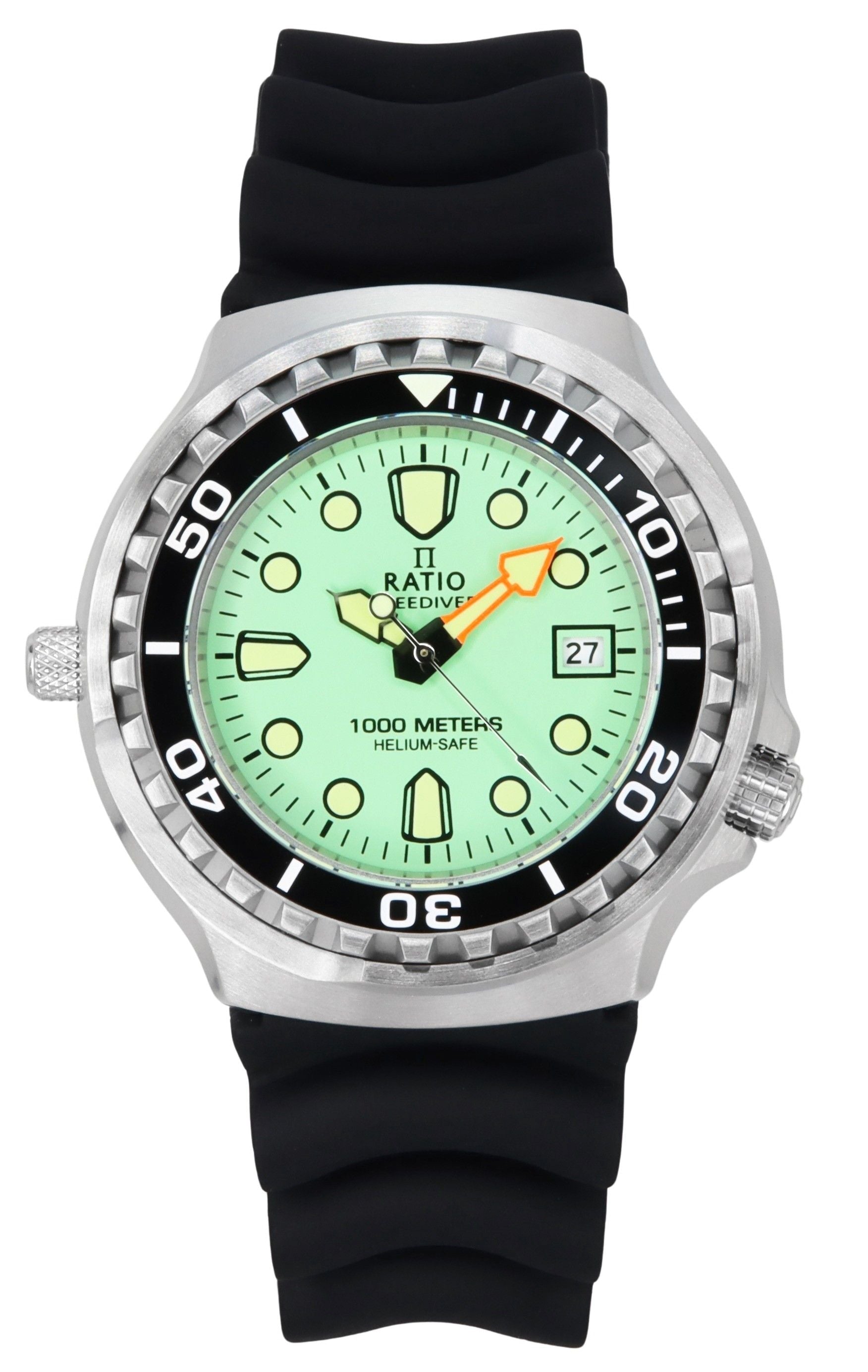 Ratio FreeDiver Version 02 Helium Safe 1000M Sapphire Quartz Mint Green Dial 1038EF102V - GRN - V02 Men's Watch - Prestige Stones