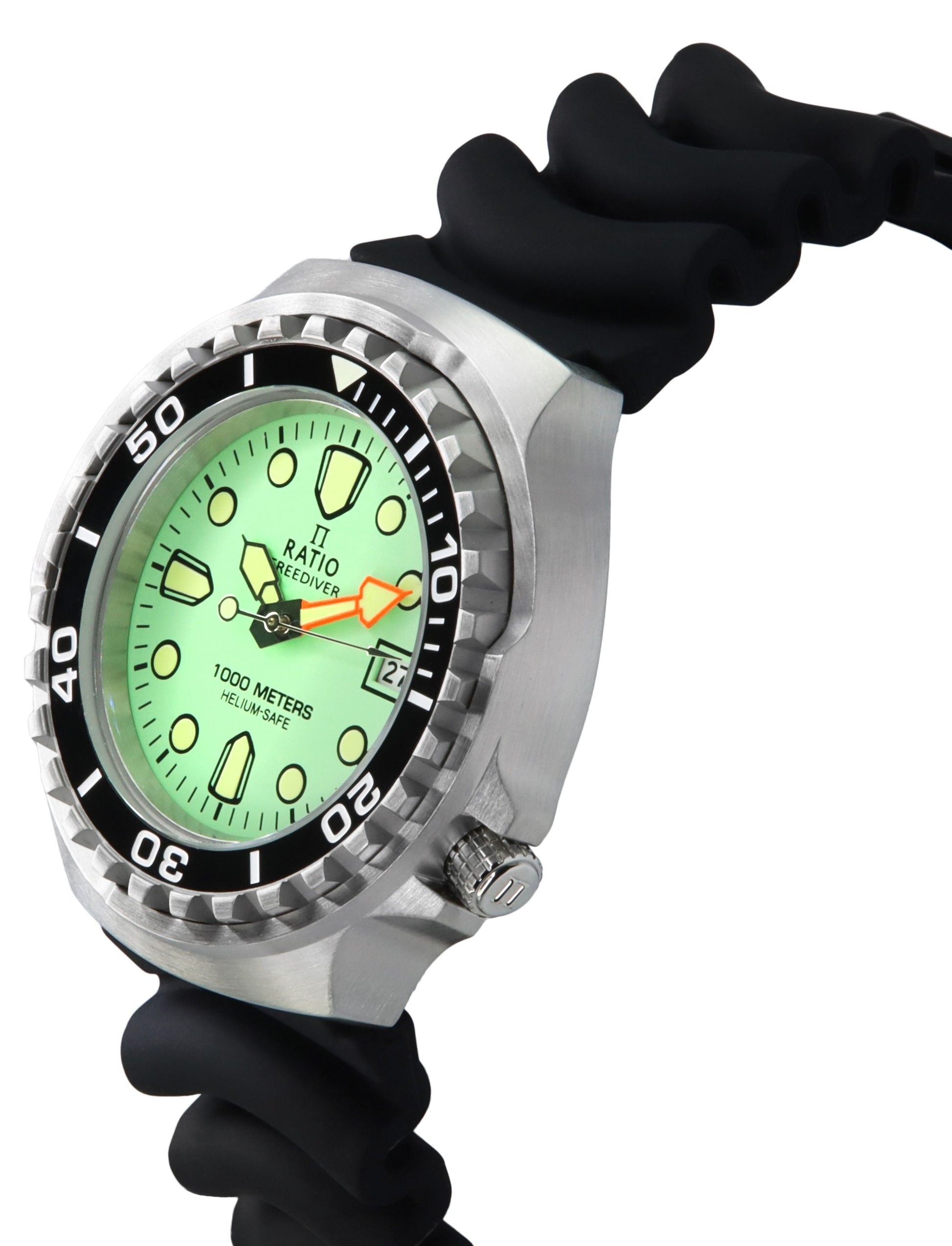 Ratio FreeDiver Version 02 Helium Safe 1000M Sapphire Quartz Mint Green Dial 1038EF102V - GRN - V02 Men's Watch - Prestige Stones