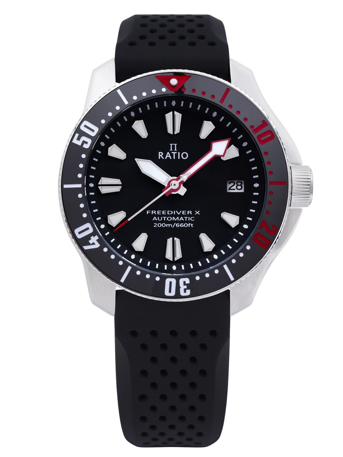 Ratio FreeDiver X Marine Black With Black Ceramic Inlay Automatic Diver RTX001 200M Men's Watch - Prestige Stones
