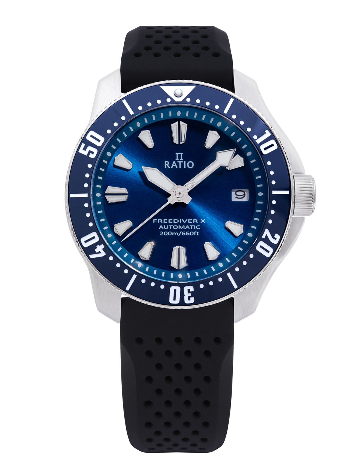 Ratio FreeDiver X Ocean Blue With Blue Ceramic Inlay Automatic RTX003 200M Men's Watch - Prestige Stones