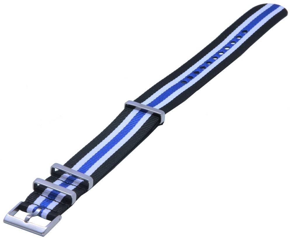 Ratio NATO19 Black and Blue Nylon 22mm Watch Strap - Prestige Stones