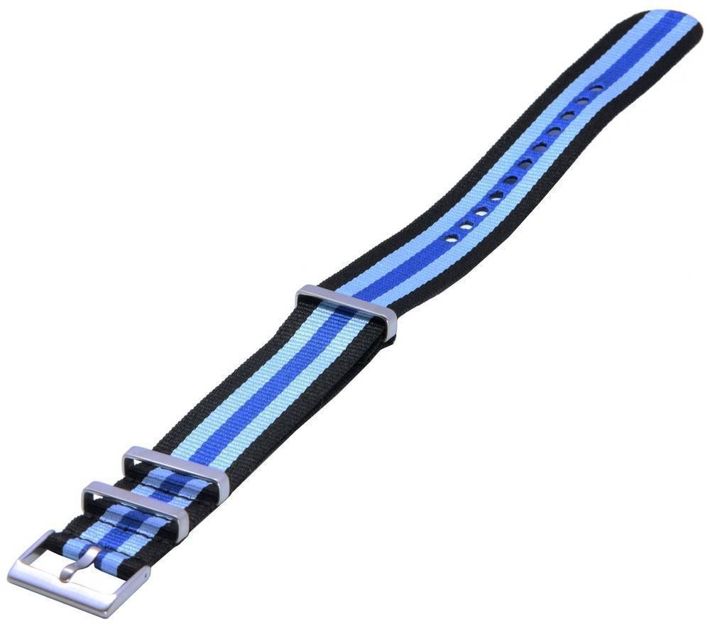 Ratio NATO20 Black and Blue Nylon 22mm Watch Strap - Prestige Stones