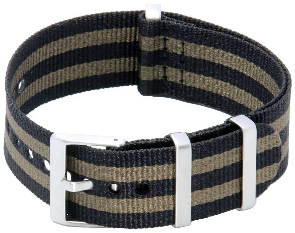 Ratio NATO21 Khaki and Black Nylon 22mm Watch Strap - Prestige Stones