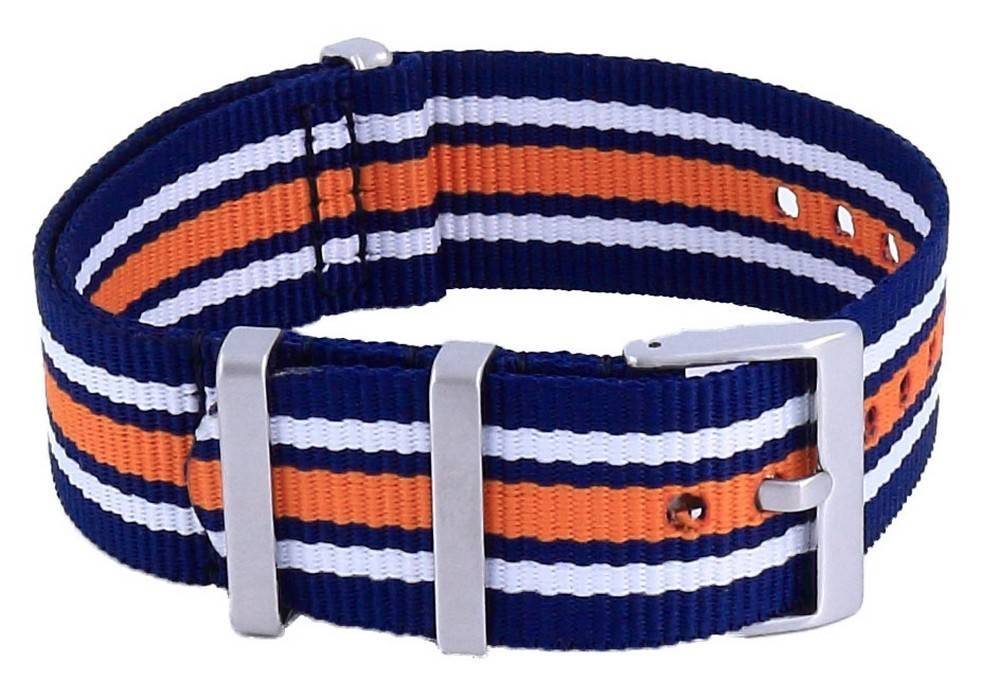 Ratio NATO35 Blue And Orange Polyester 22mm Watch Strap - Prestige Stones