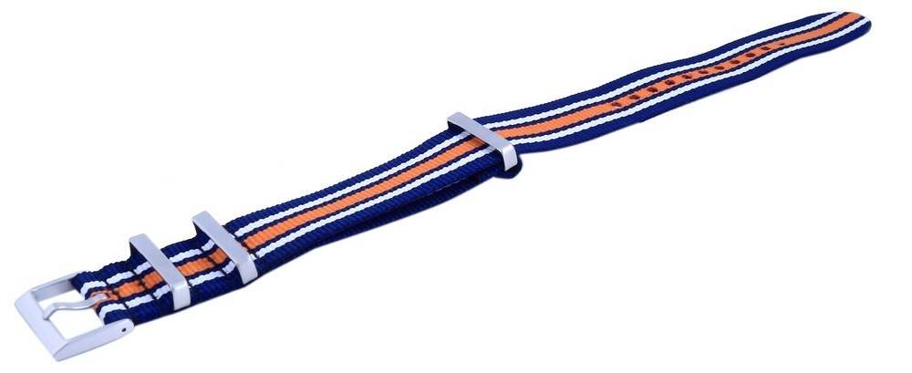 Ratio NATO35 Blue And Orange Polyester 22mm Watch Strap - Prestige Stones