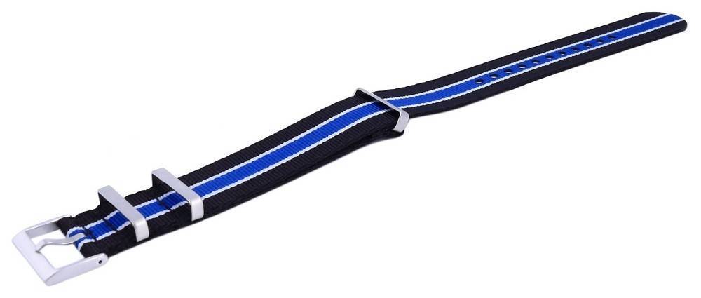 Ratio NATO36 Black And Blue Polyester 22mm Watch Strap - Prestige Stones
